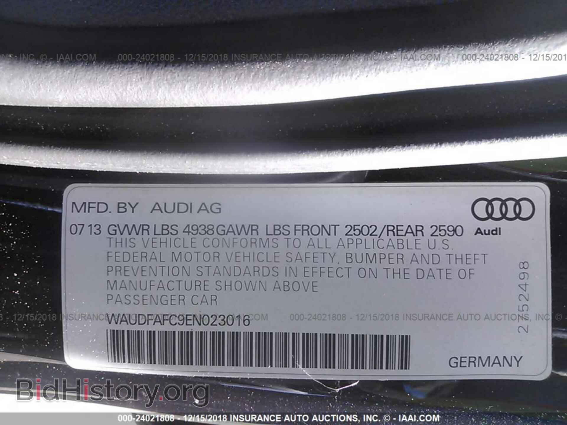 2014 AUDI A6 - VIN: WAUDFAFC9EN023016 - Фото 9