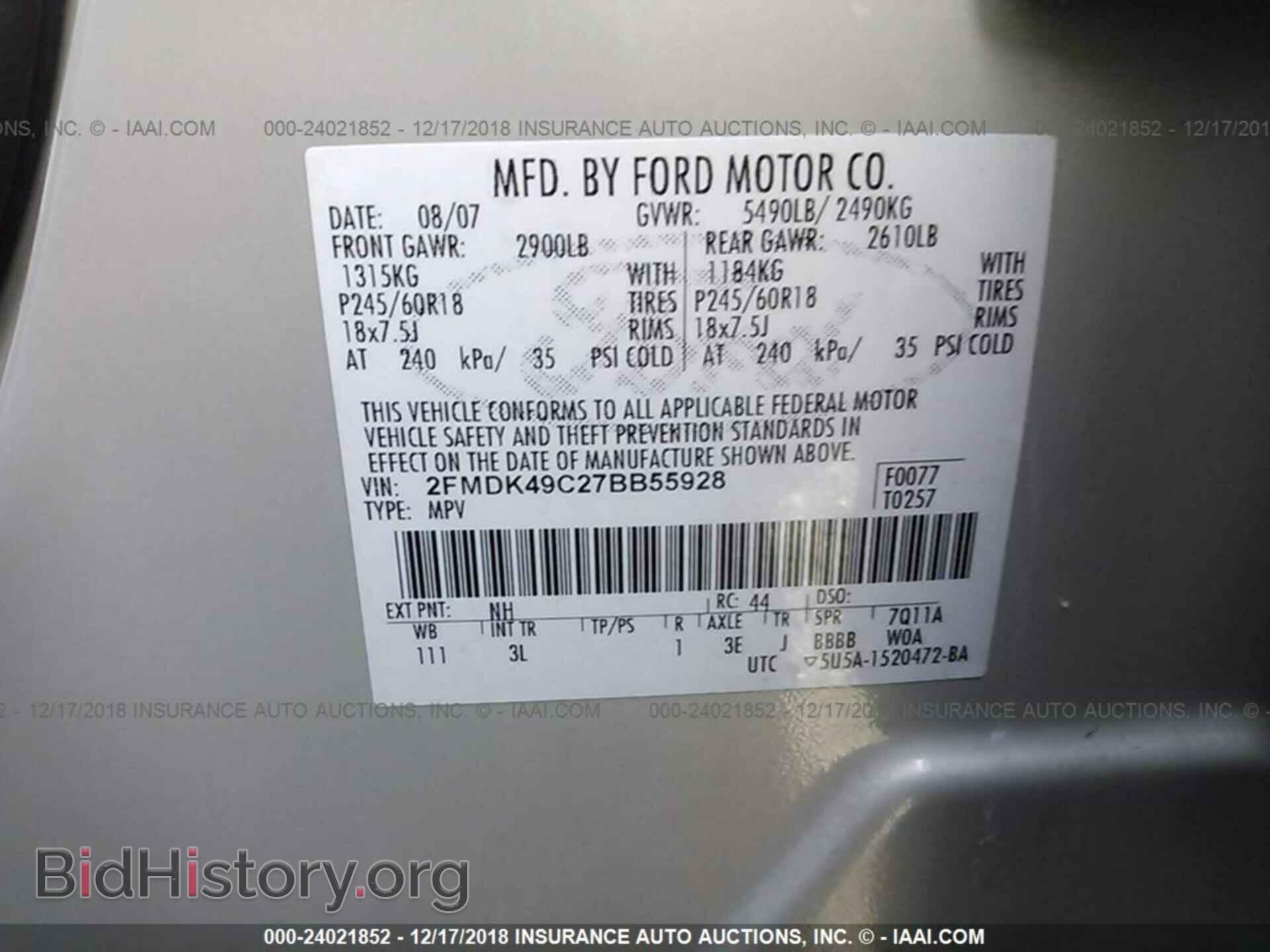 2007 FORD EDGE - VIN: 2FMDK49C27BB55928 - Photo 9