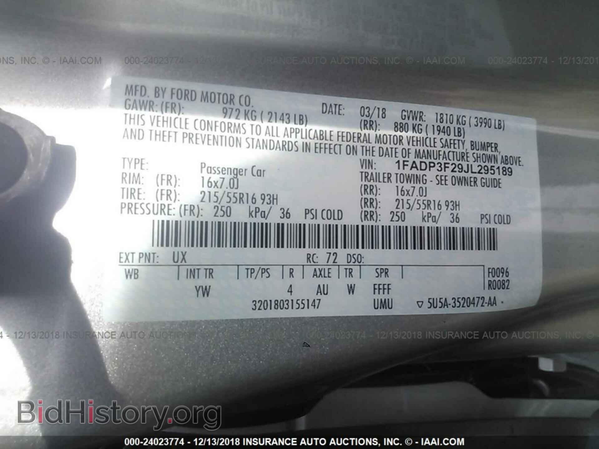 2018 FORD FOCUS - VIN: 1FADP3F29JL295189 - Фото 9