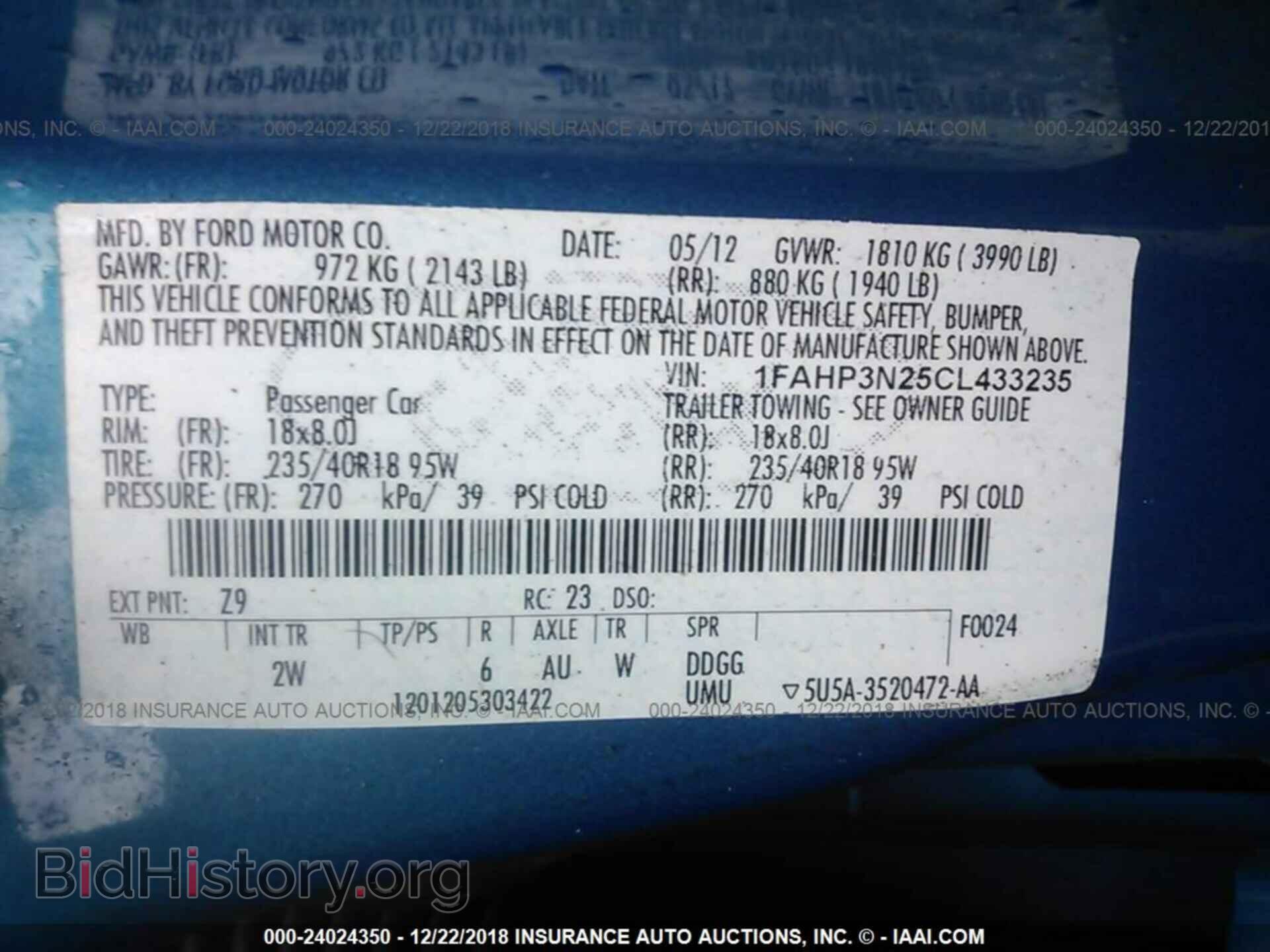 2012 FORD FOCUS - VIN: 1FAHP3N25CL433235 - Photo 9