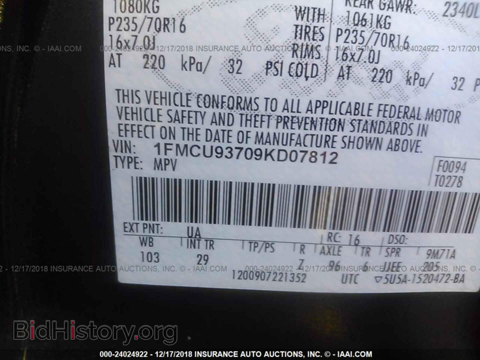 2009 FORD ESCAPE - VIN: 1FMCU93709KD07812 - Photo 9