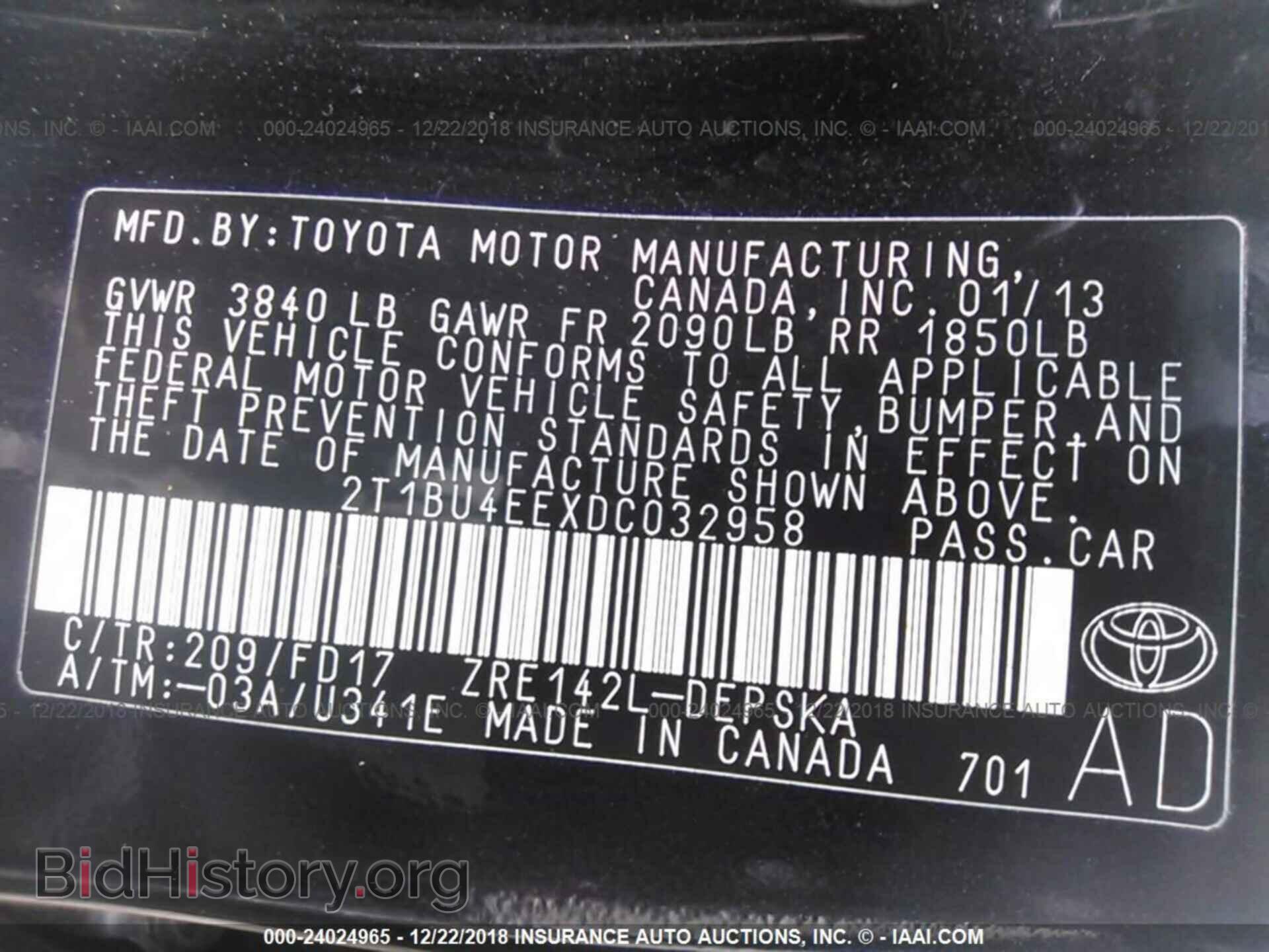 2013 TOYOTA COROLLA - VIN: 2T1BU4EEXDC032958 - Фото 9