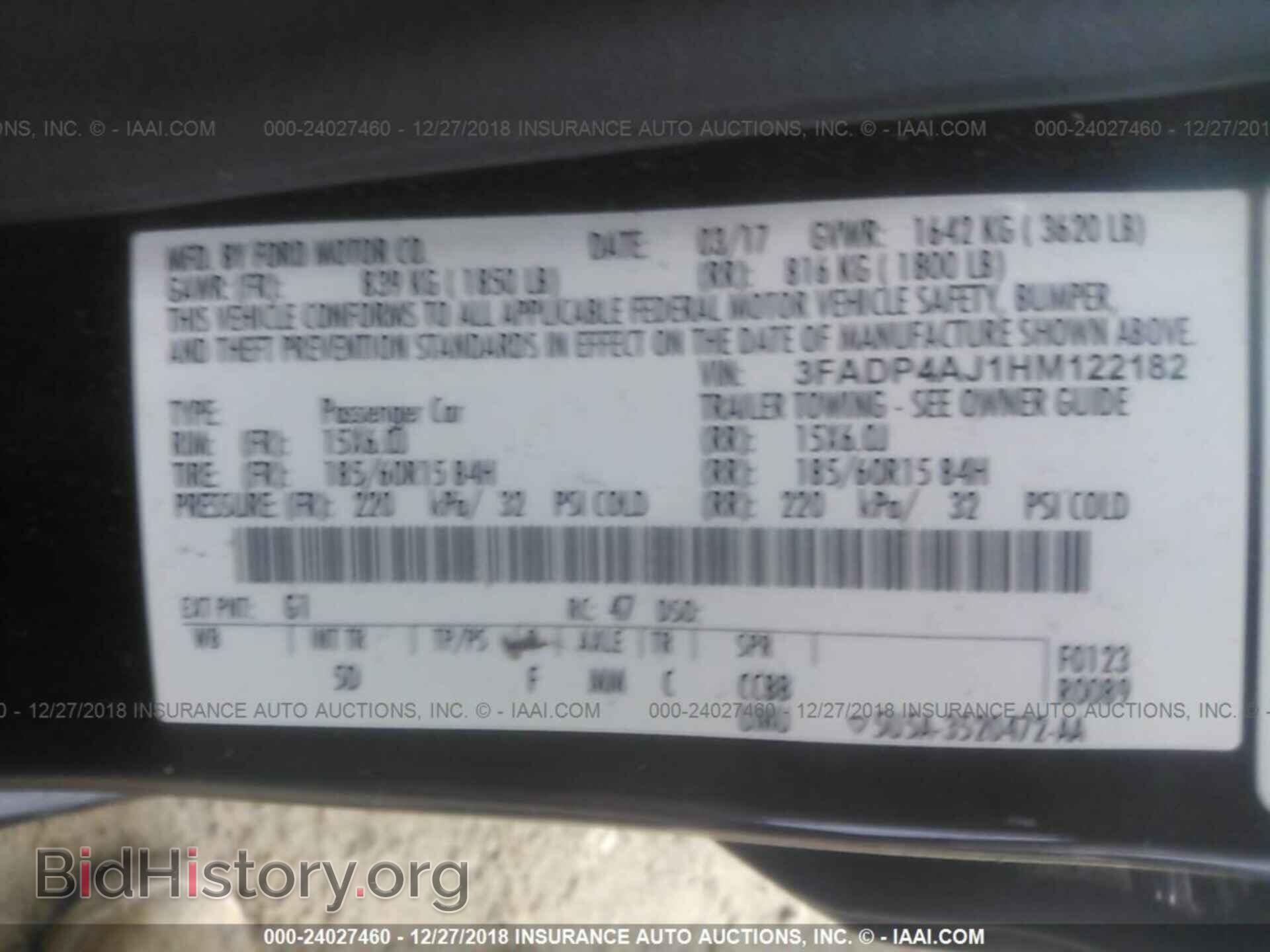 2017 FORD FIESTA - VIN: 3FADP4AJ1HM122182 - Фото 9