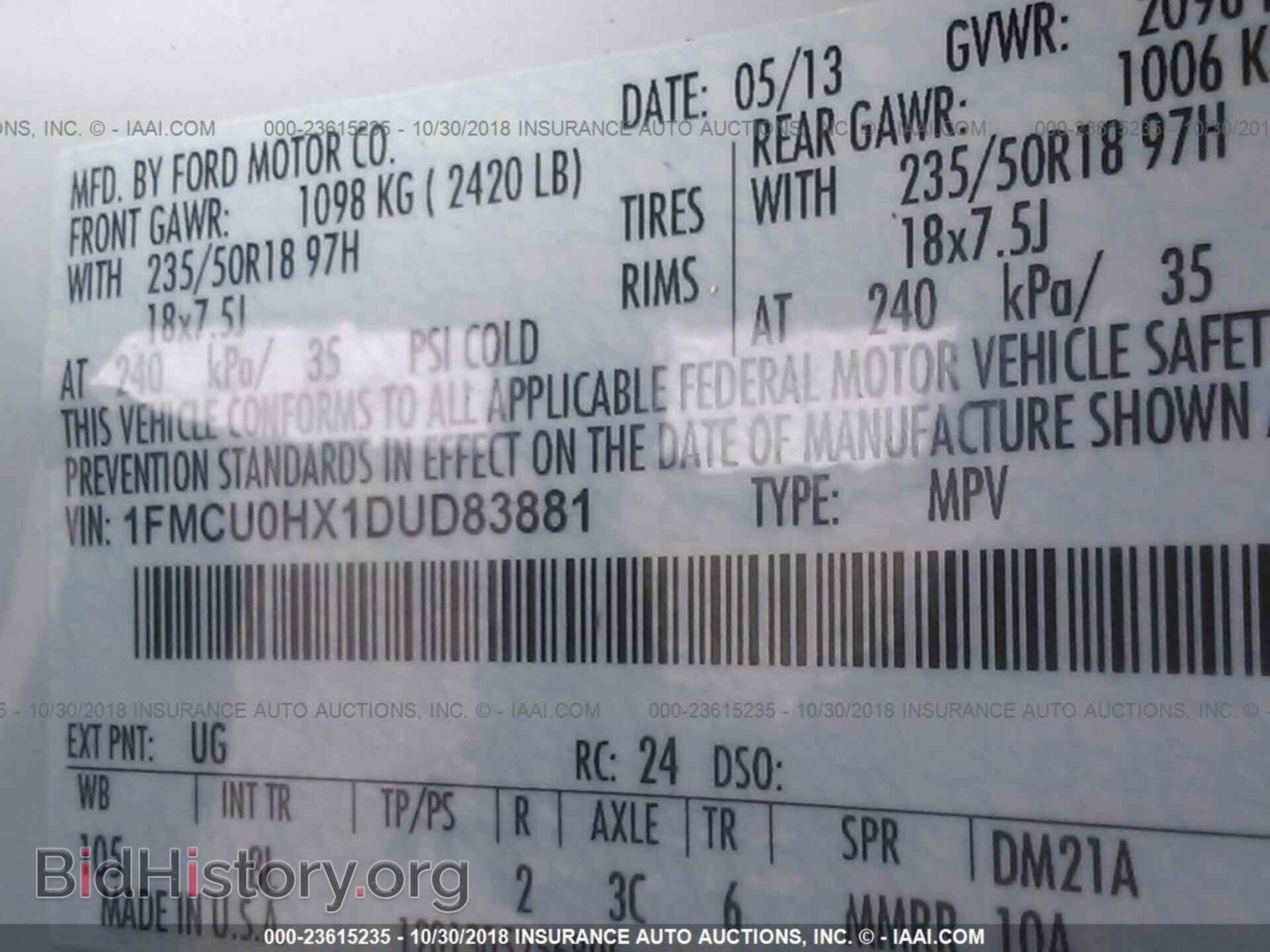 2013 FORD ESCAPE - VIN: 1FMCU0HX1DUD83881 - Photo 9