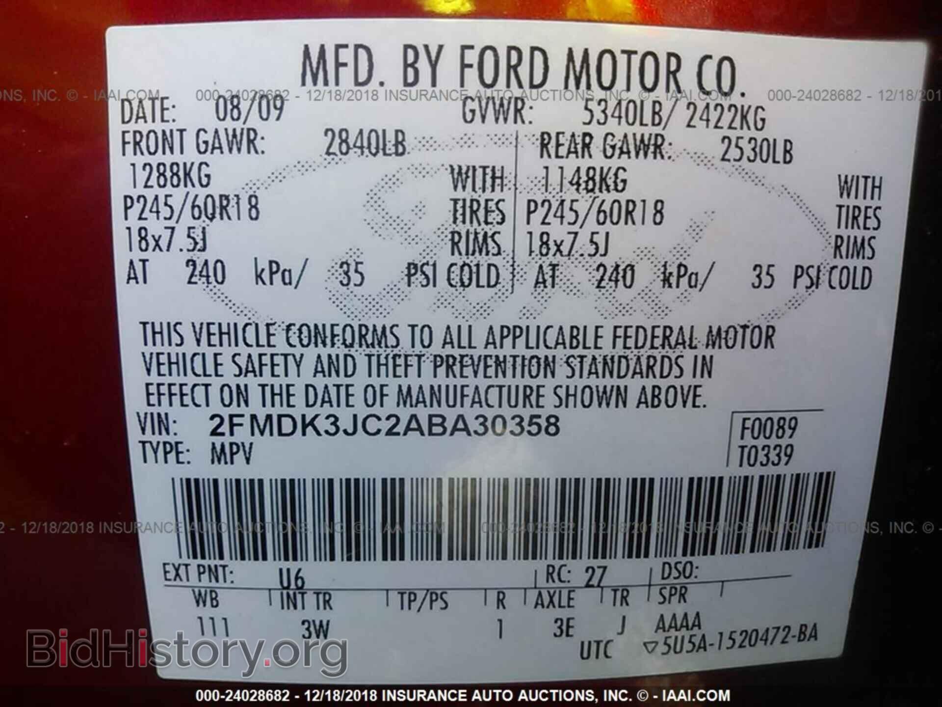 2010 FORD EDGE - VIN: 2FMDK3JC2ABA30358 - Photo 9