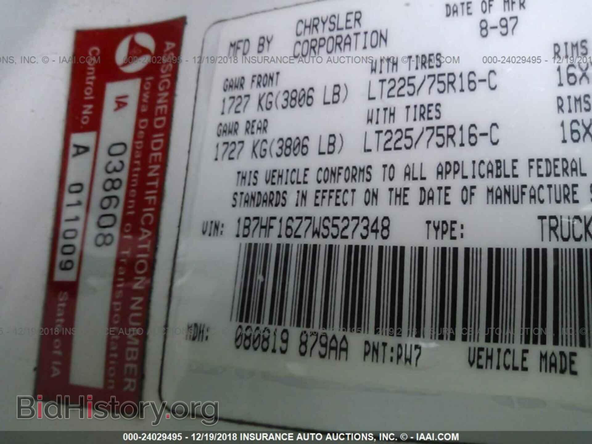 1998 DODGE RAM 1500 - VIN: IA038608 - Photo 9