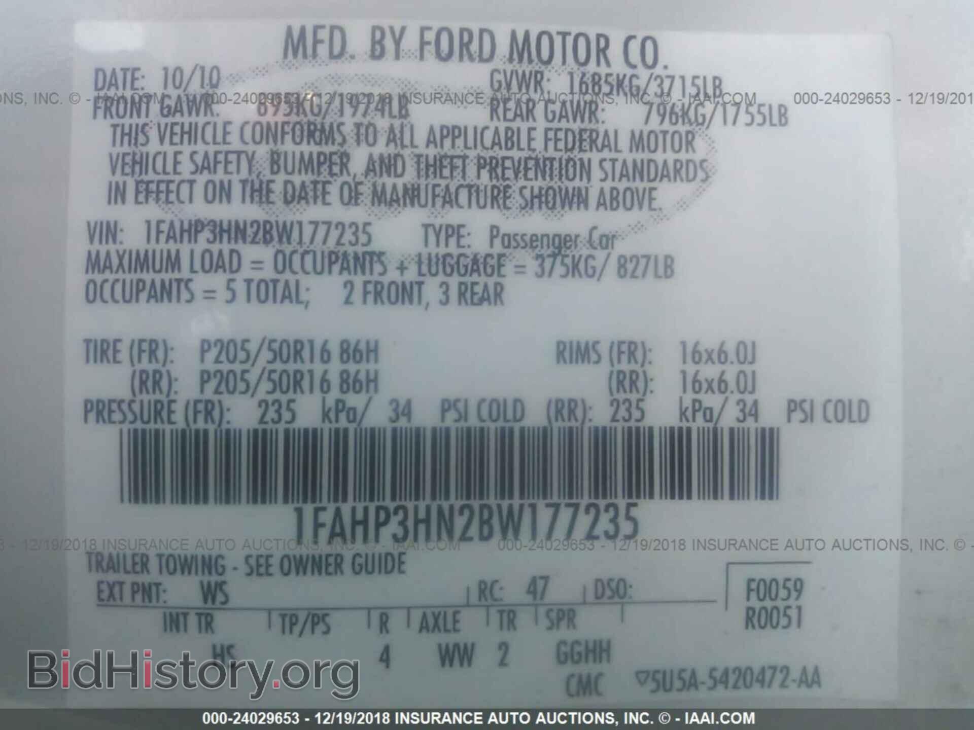 2011 FORD FOCUS - VIN: 1FAHP3HN2BW177235 - Фото 9