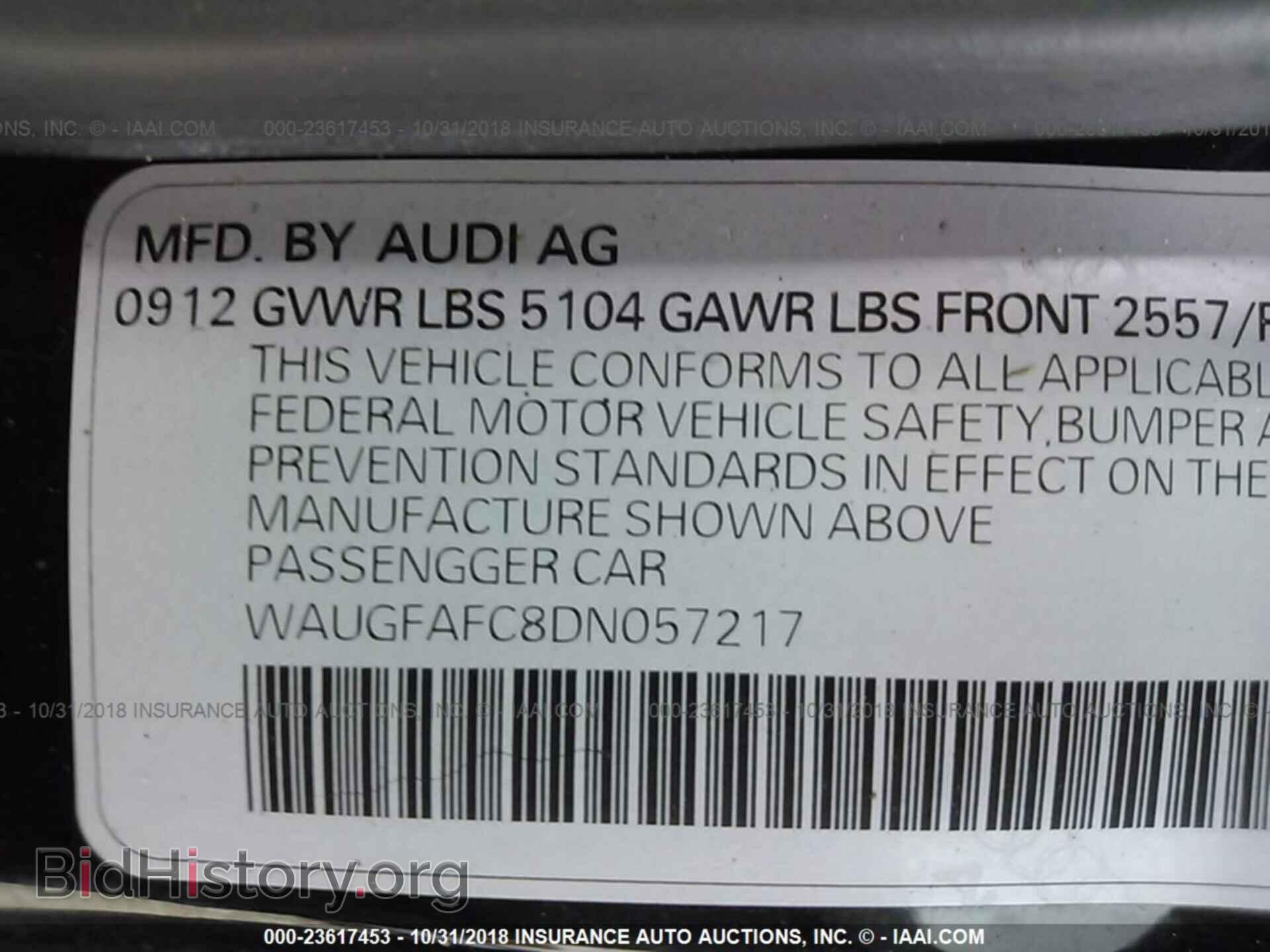 2013 AUDI A6 - VIN: WAUGFAFC8DN057217 - Photo 9
