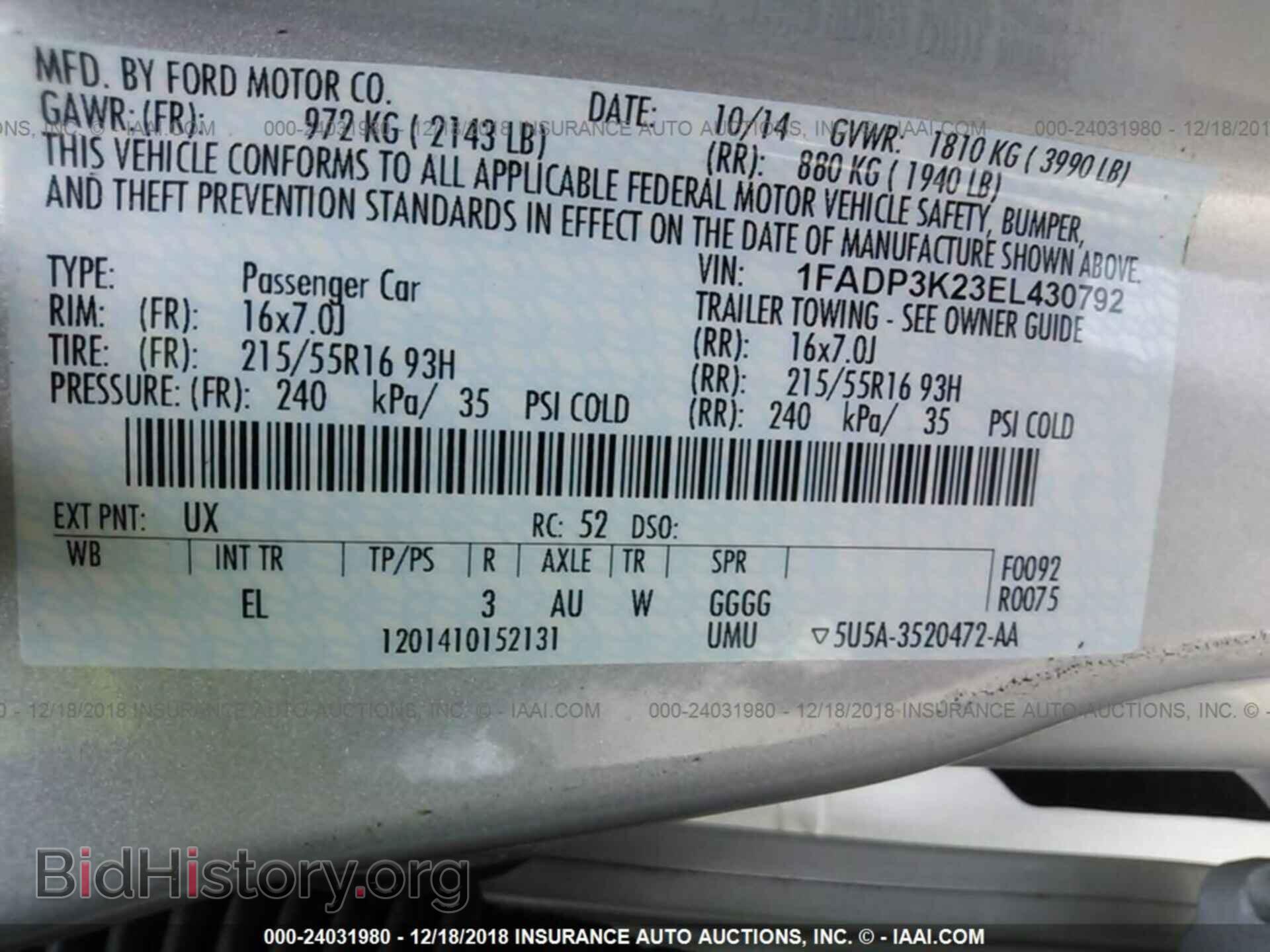 2014 FORD FOCUS - VIN: 1FADP3K23EL430792 - Photo 9