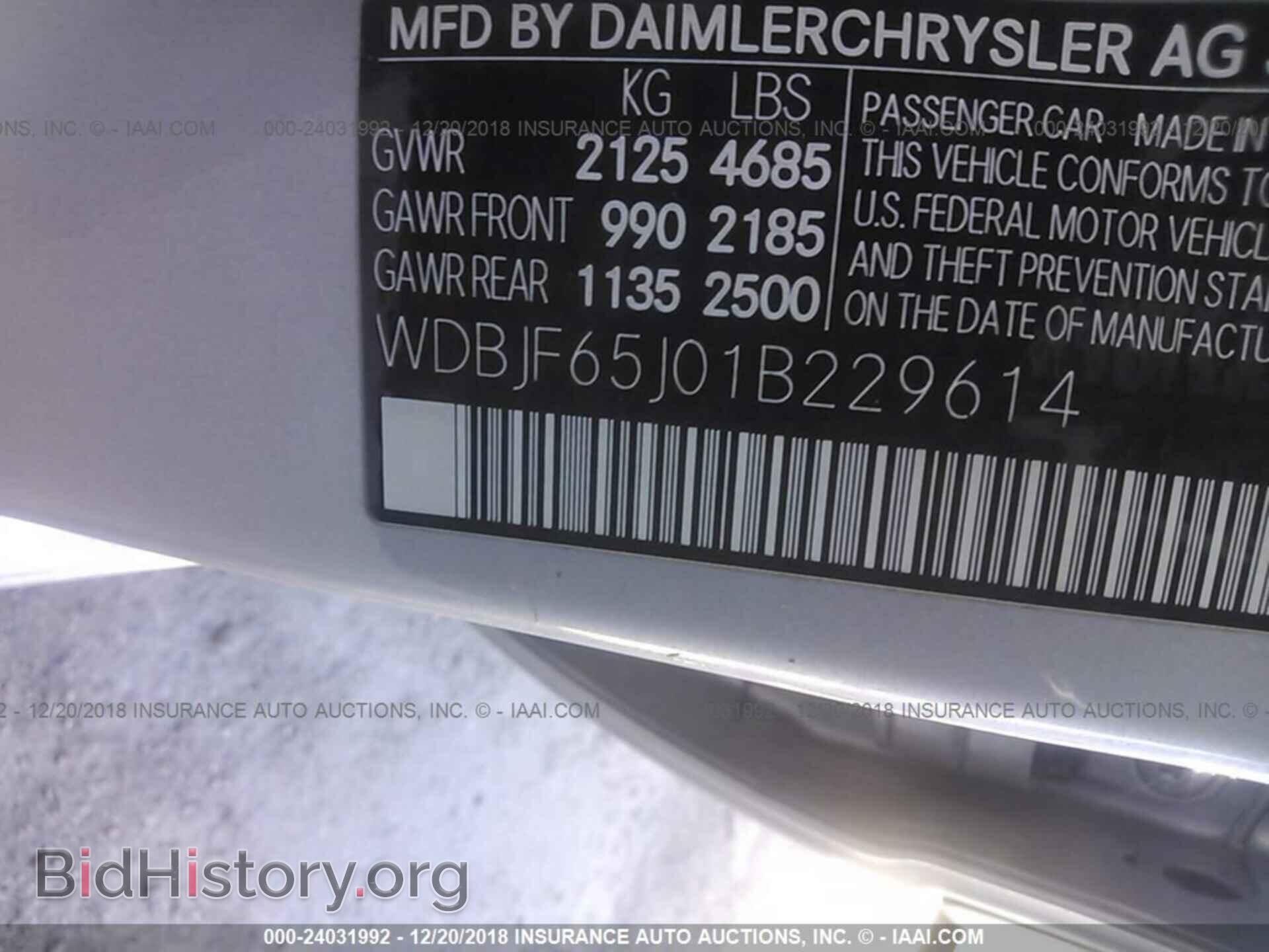 2001 MERCEDES-BENZ E - VIN: WDBJF65J01B229614 - Фото 9