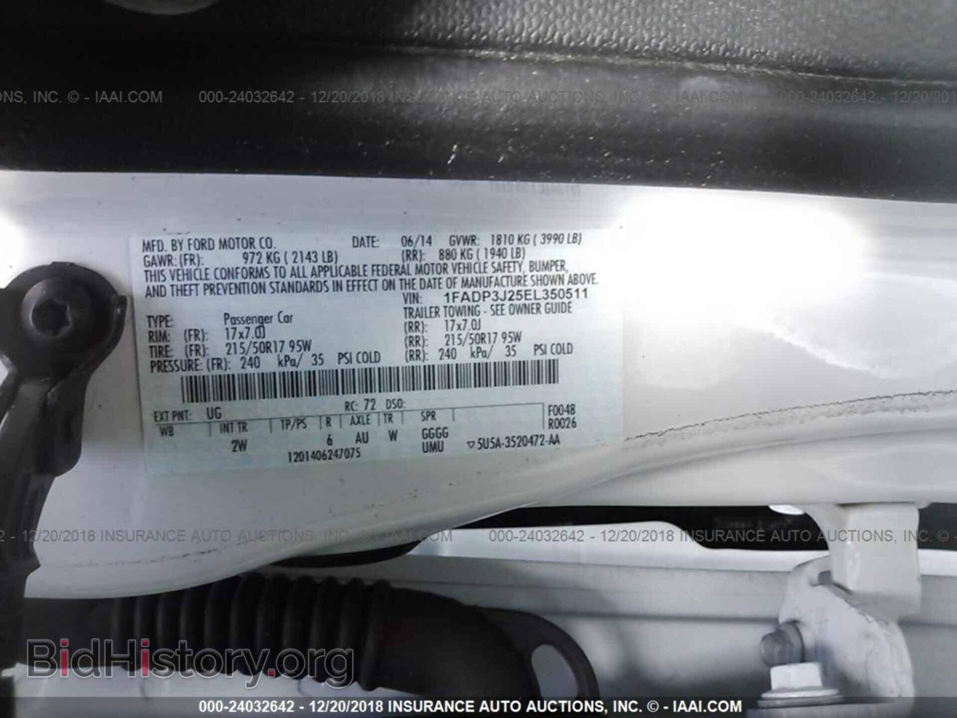 2014 FORD FOCUS - VIN: 1FADP3J25EL350511 - Фото 9