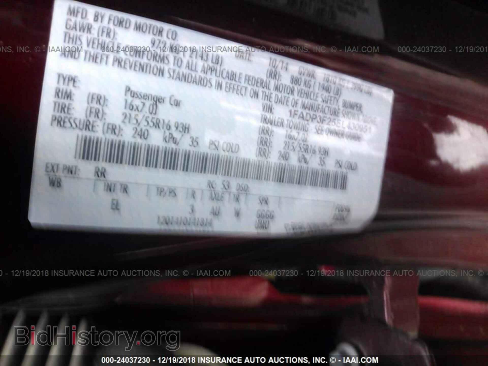2014 FORD FOCUS - VIN: 1FADP3F25EL430951 - Фото 9
