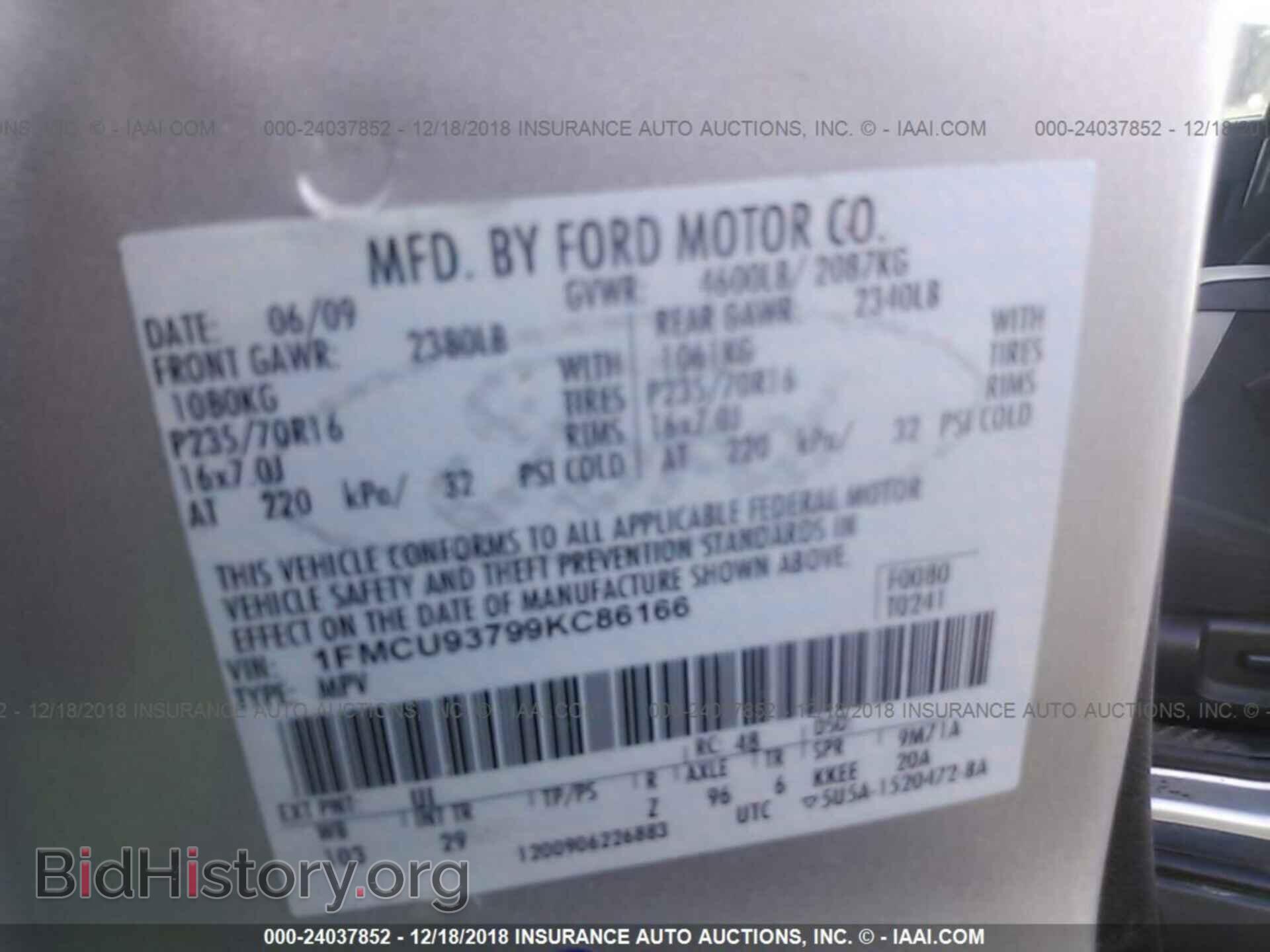 2009 FORD ESCAPE - VIN: 1FMCU93799KC86166 - Photo 9