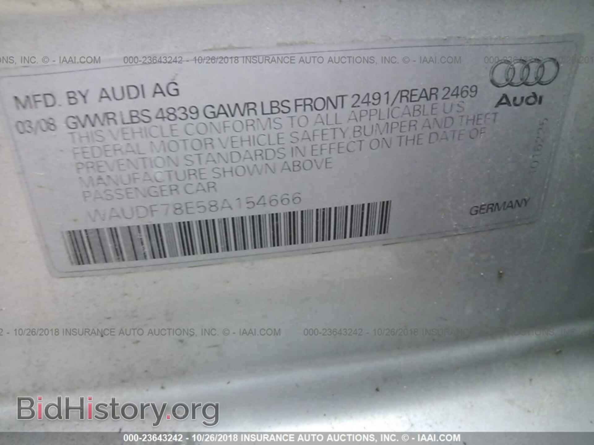 2008 AUDI A4 - VIN: WAUDF78E58A154666 - Photo 9