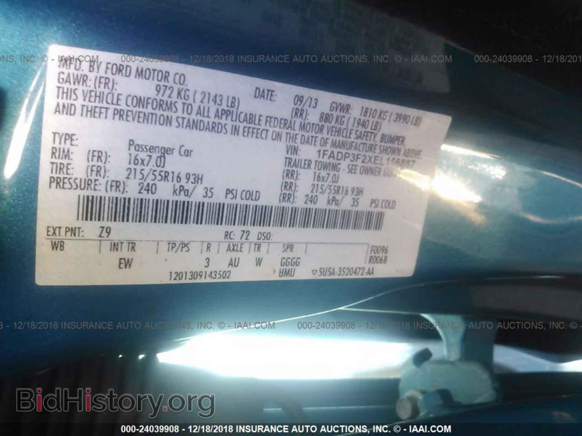 2014 FORD FOCUS - VIN: 1FADP3F2XEL156887 - Фото 9