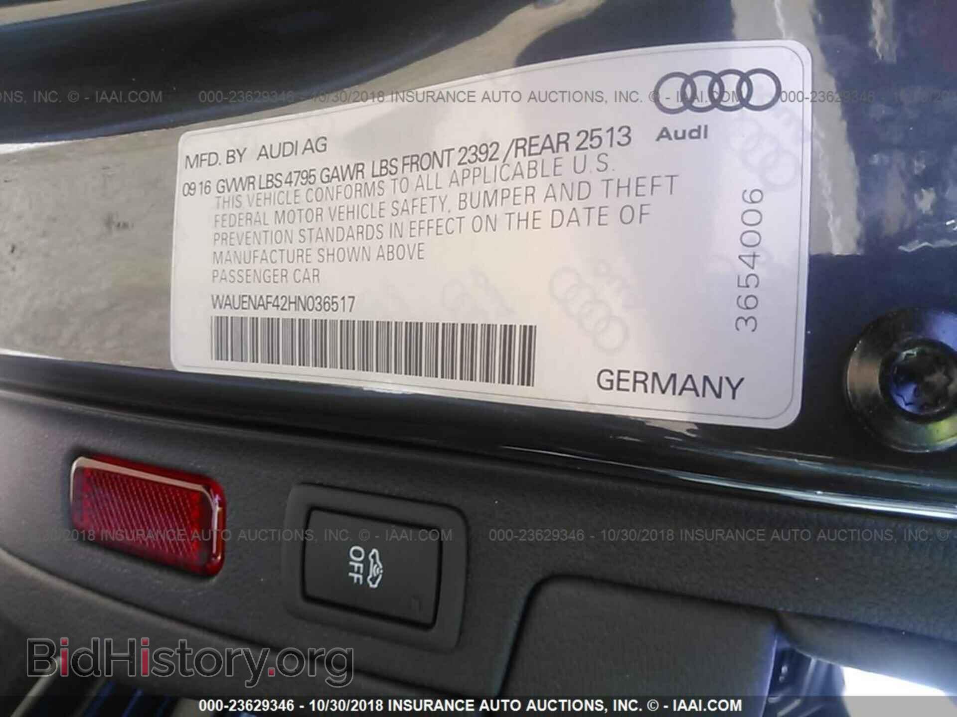 2017 AUDI A4 - VIN: WAUENAF42HN036517 - Фото 9