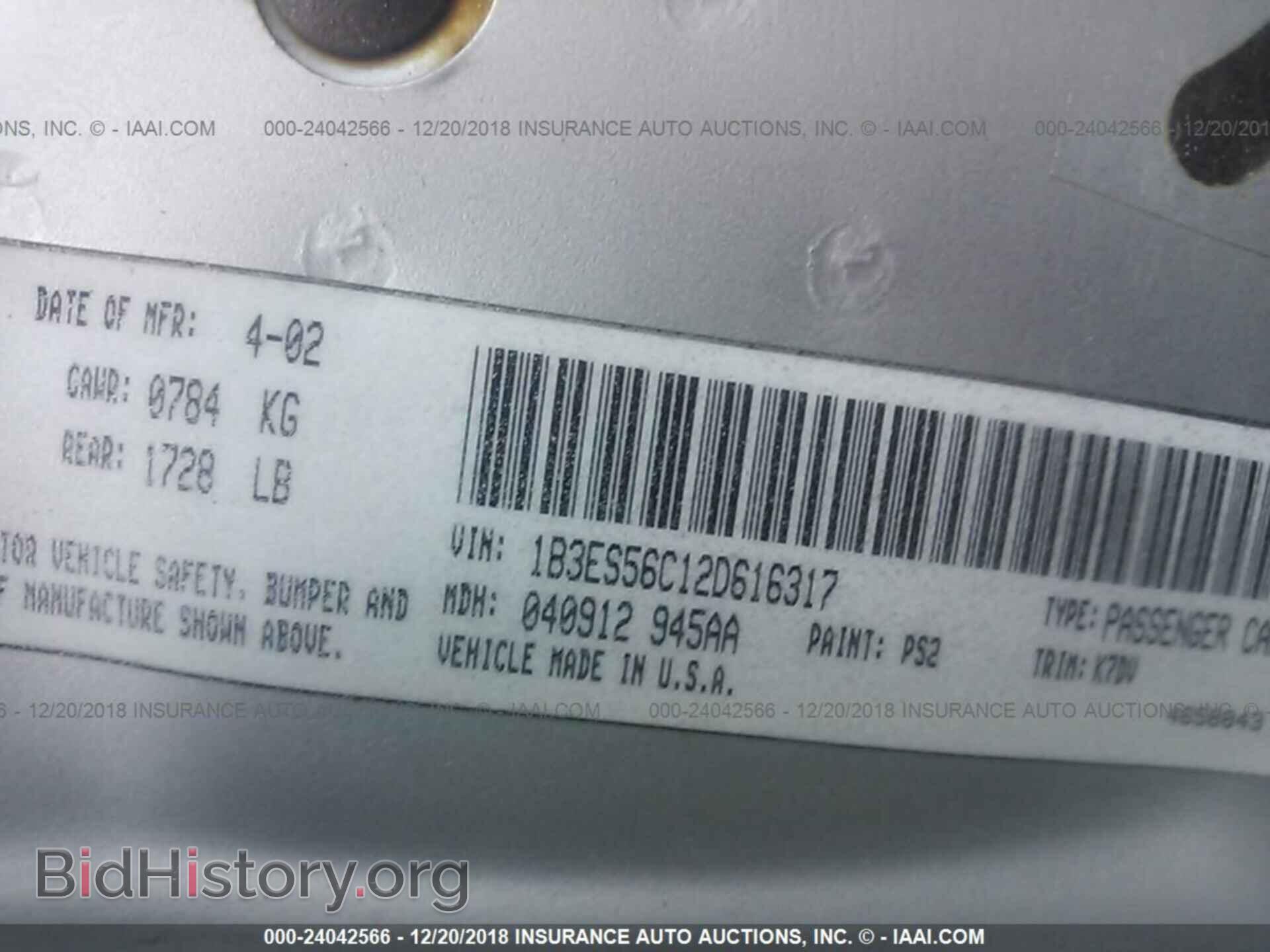 2002 DODGE NEON - VIN: 1B3ES56C12D616317 - Фото 9