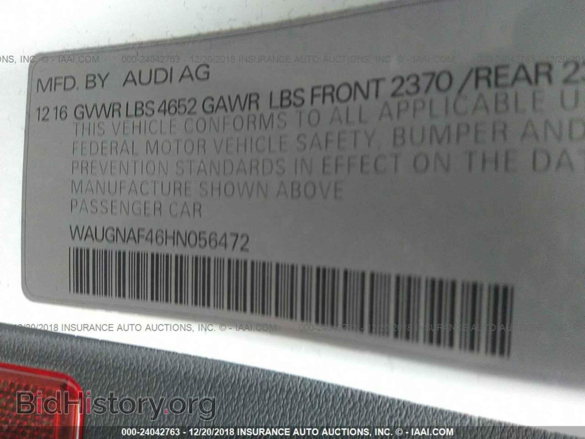 2017 AUDI A4 - VIN: WAUGNAF46HN056472 - Photo 9