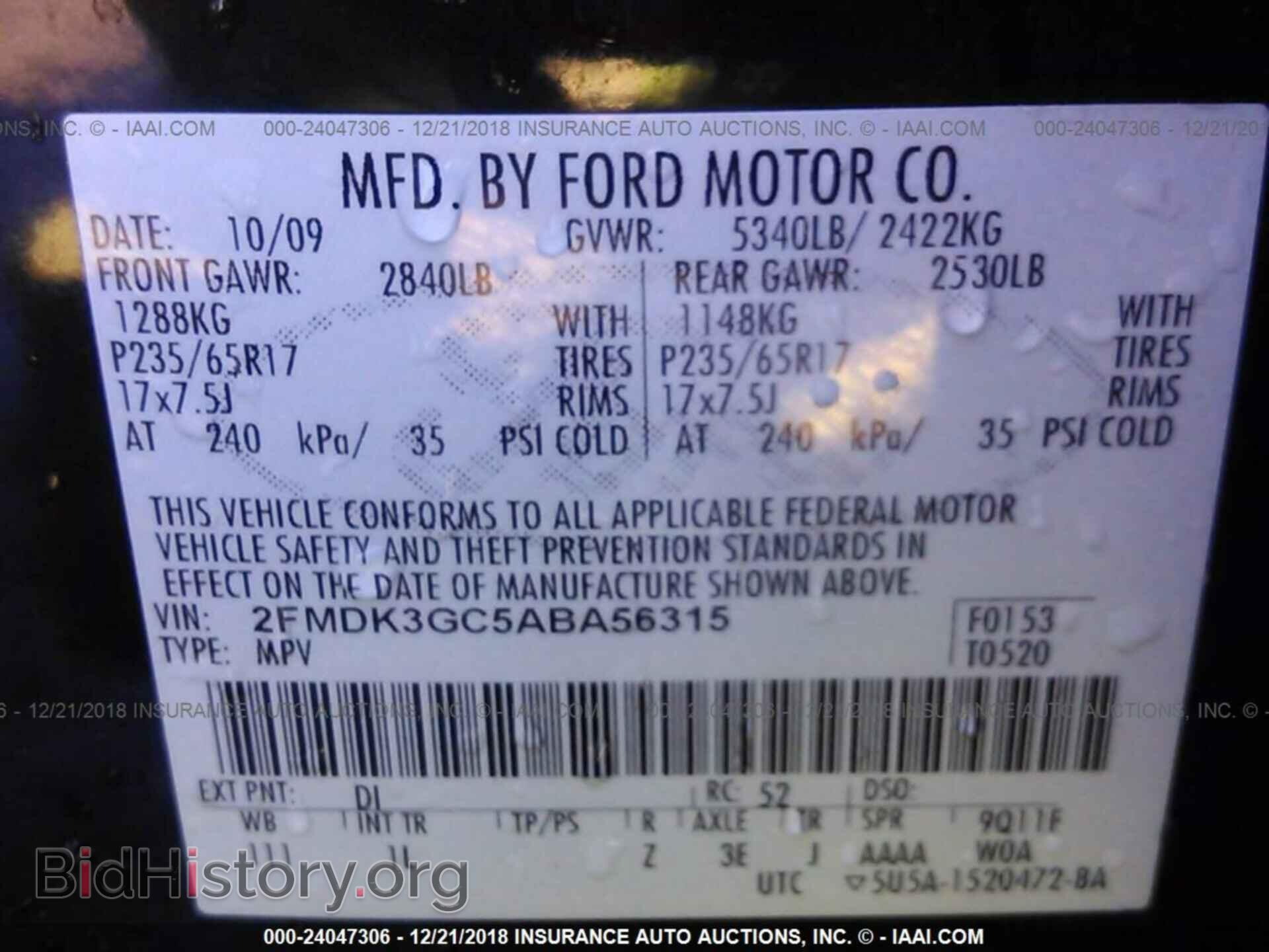2010 FORD EDGE - VIN: 2FMDK3GC5ABA56315 - Photo 9
