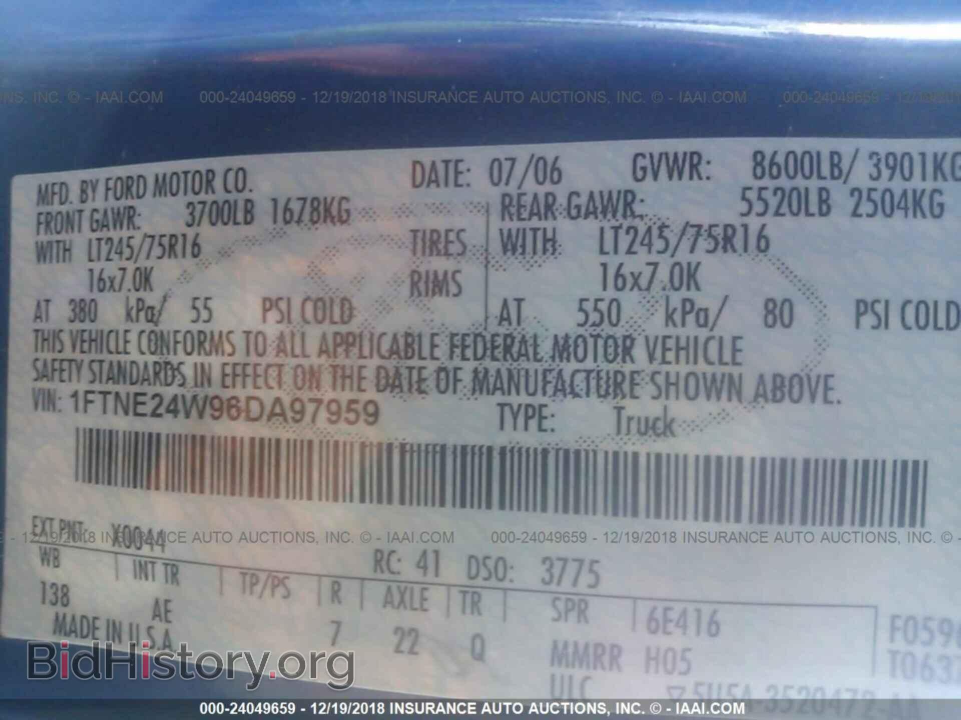 2006 FORD ECONOLINE - VIN: 1FTNE24W96DA97959 - Фото 9
