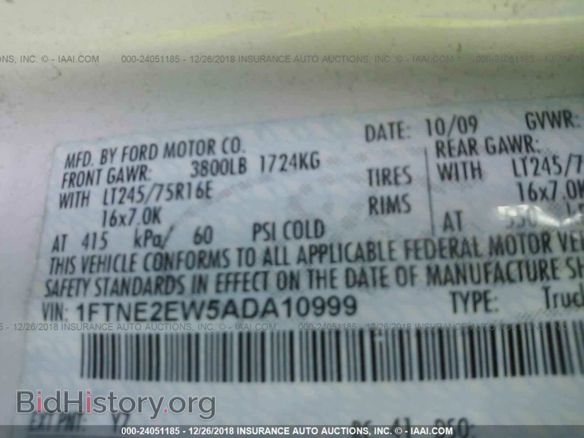 2010 FORD ECONOLINE - VIN: 1FTNE2EW5ADA10999 - Фото 9