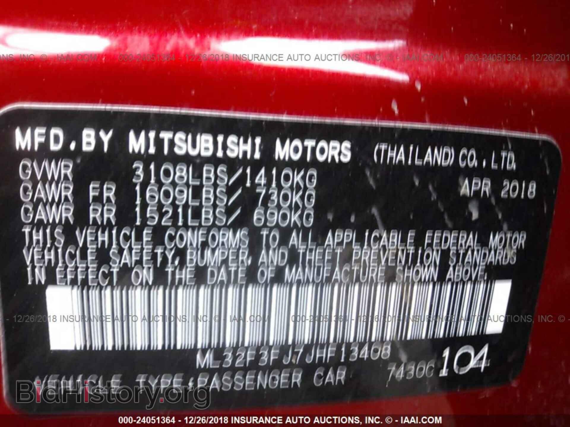 2018 MITSUBISHI MIRAGE - VIN: ML32F3FJ7JHF13408 - Фото 9