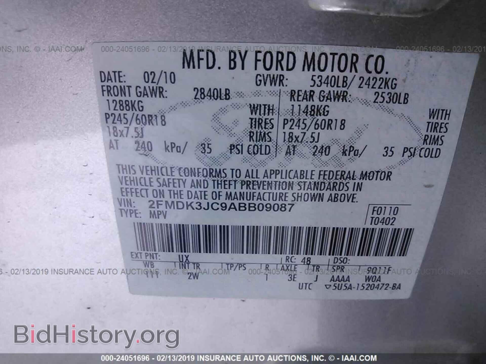 2010 FORD EDGE - VIN: 2FMDK3JC9ABB09087 - Photo 9