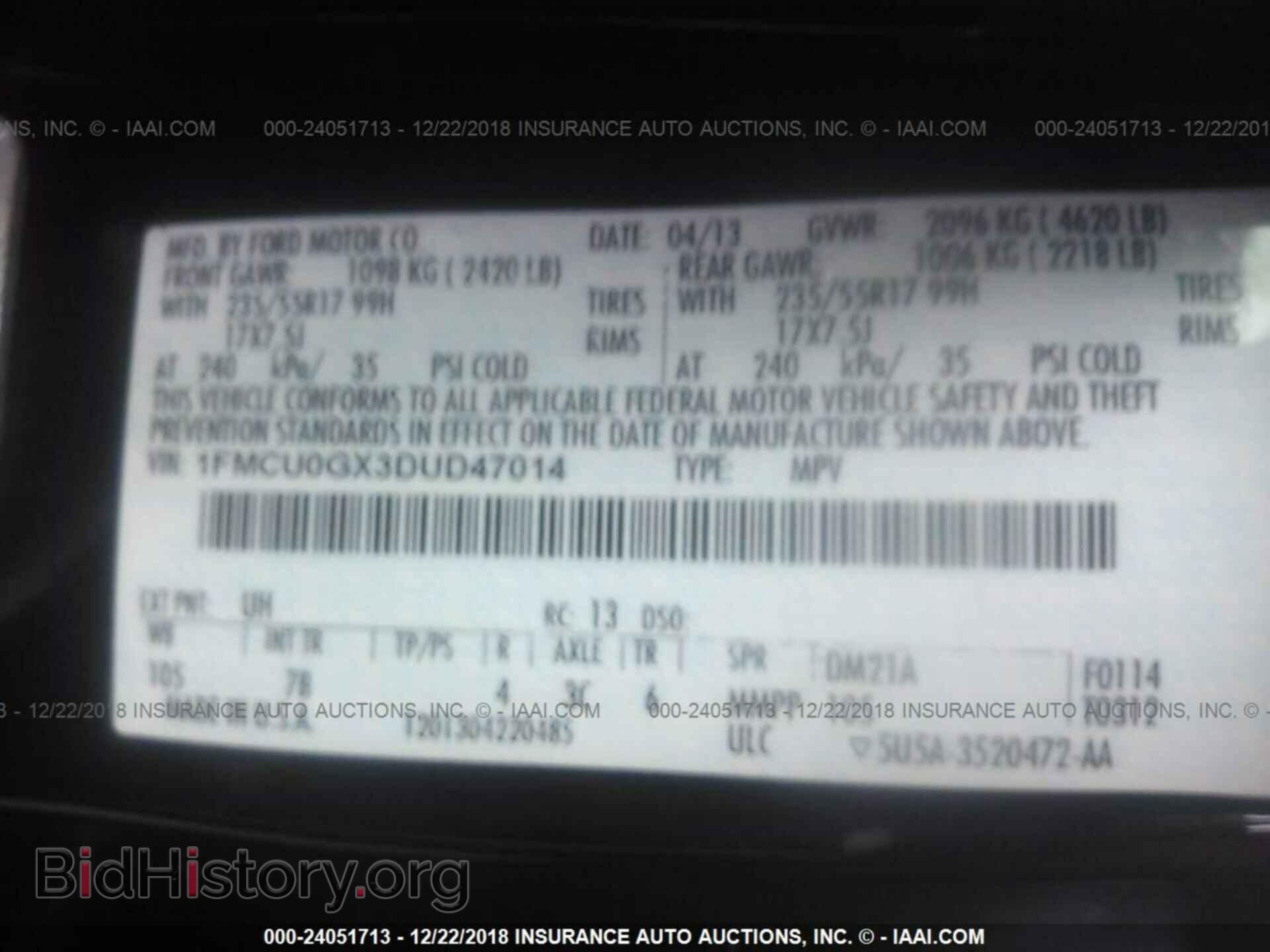 2013 FORD ESCAPE - VIN: 1FMCU0GX3DUD47014 - Фото 9