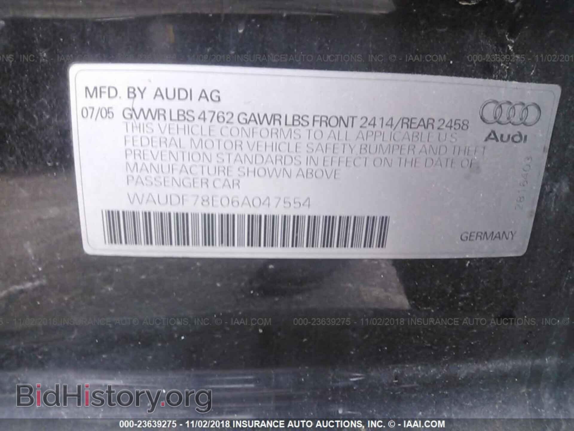 2006 AUDI A4 - VIN: WAUDF78E06A047554 - Photo 9