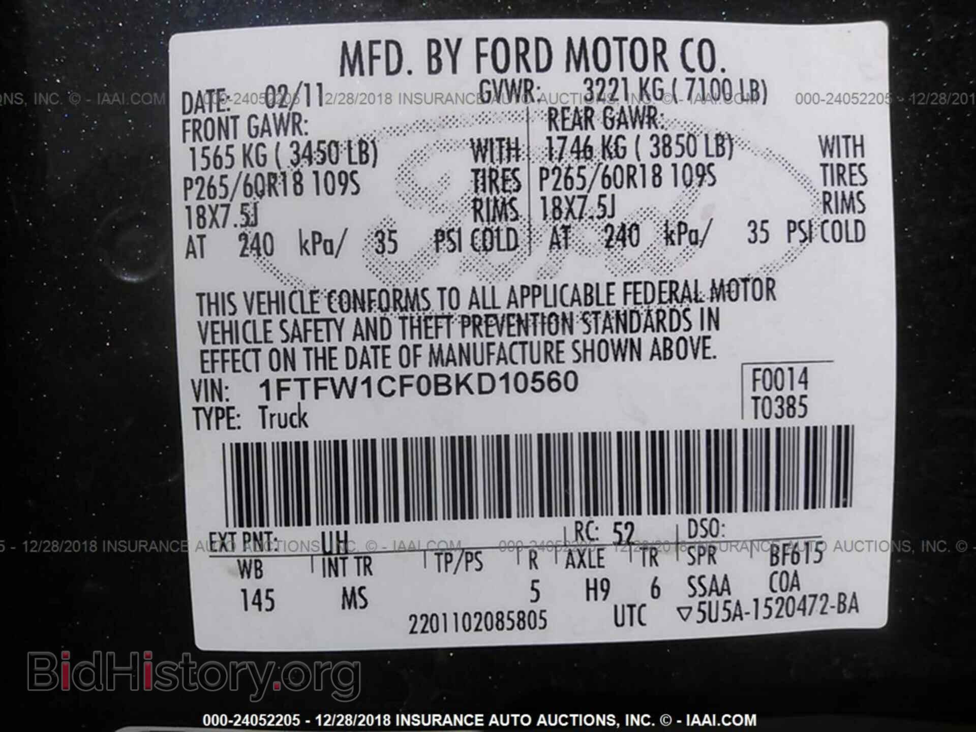 2011 FORD F150 - VIN: 1FTFW1CF0BKD10560 - Фото 9
