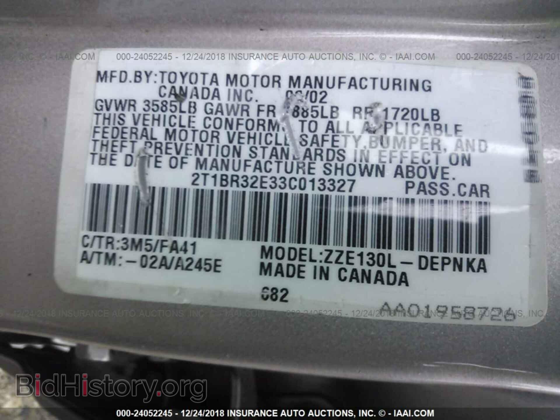 2003 TOYOTA COROLLA - VIN: 2T1BR32E33C013327 - Фото 9