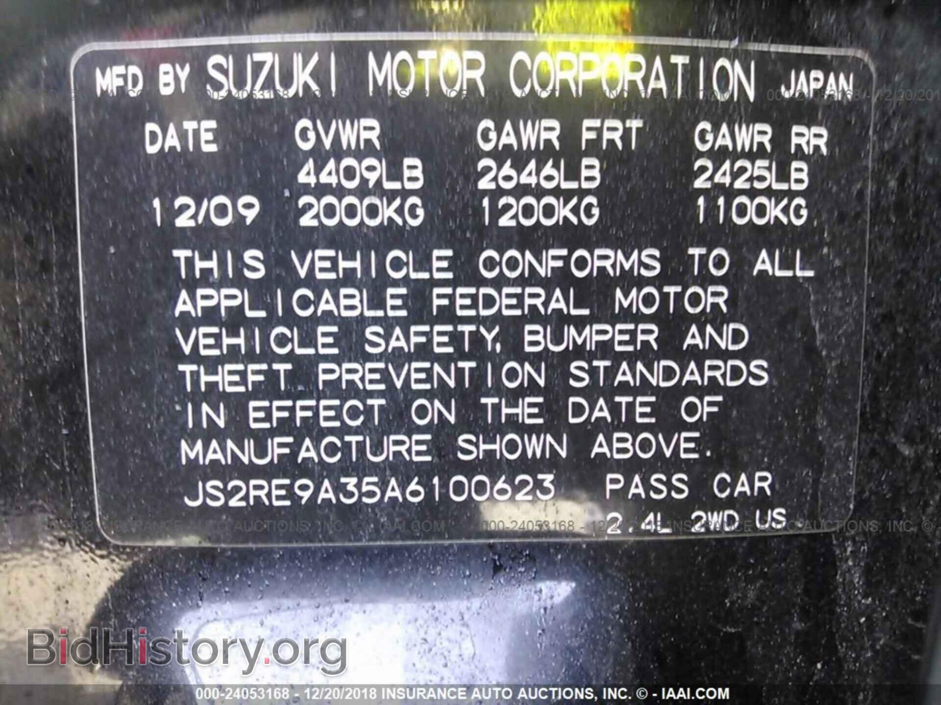 2010 SUZUKI KIZASHI - VIN: JS2RE9A35A6100623 - Photo 9