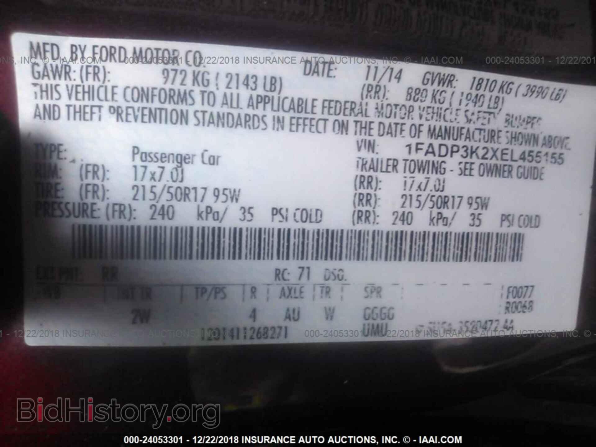 2014 FORD FOCUS - VIN: 1FADP3K2XEL455155 - Фото 9