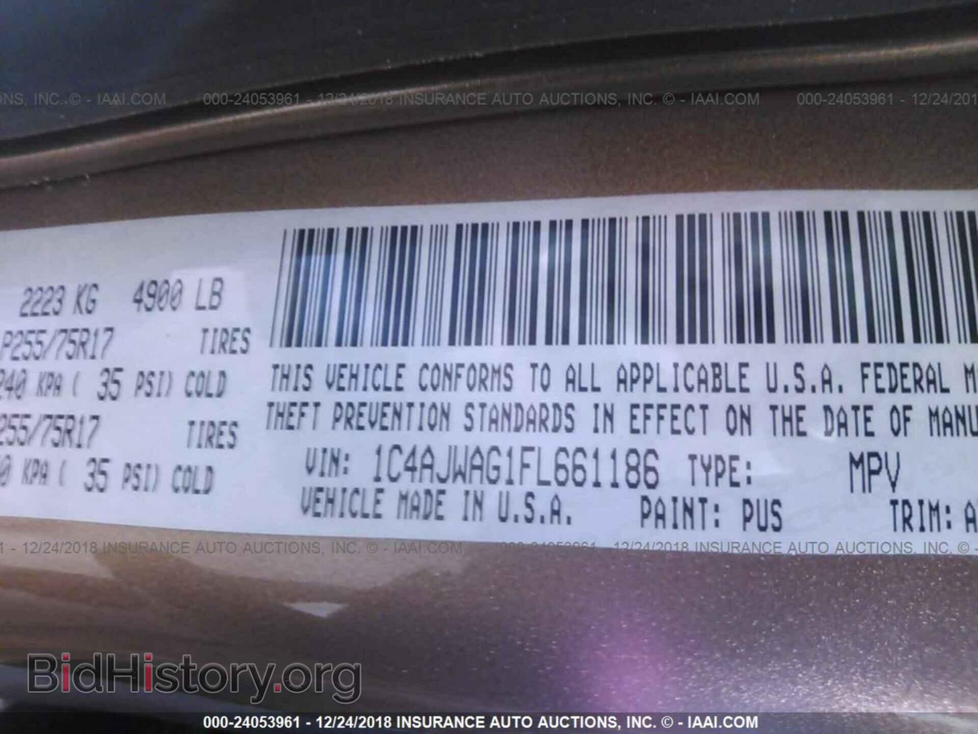 2015 JEEP WRANGLER - VIN: 1C4AJWAG1FL661186 - Фото 9