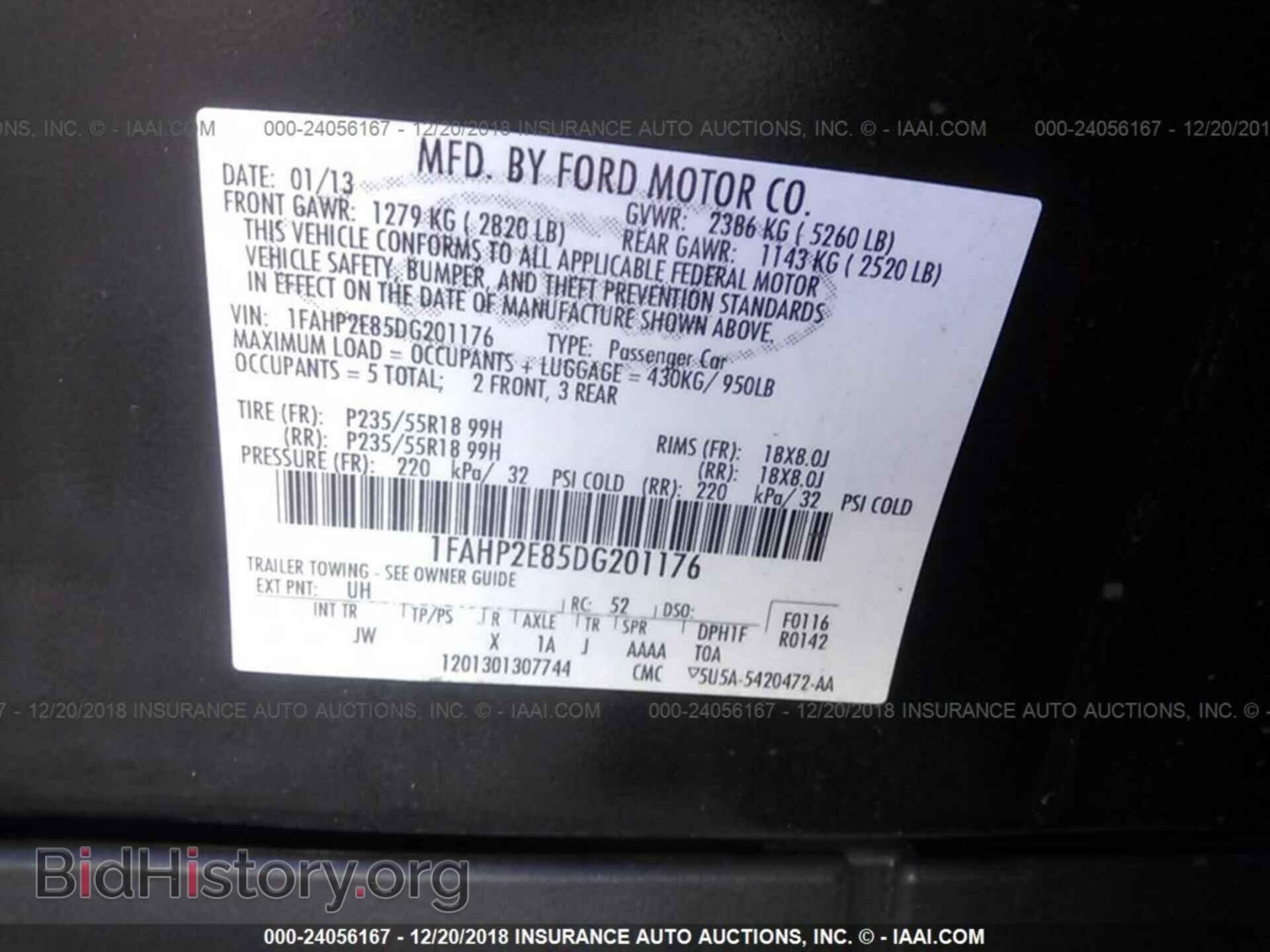 2013 FORD TAURUS - VIN: 1FAHP2E85DG201176 - Фото 9