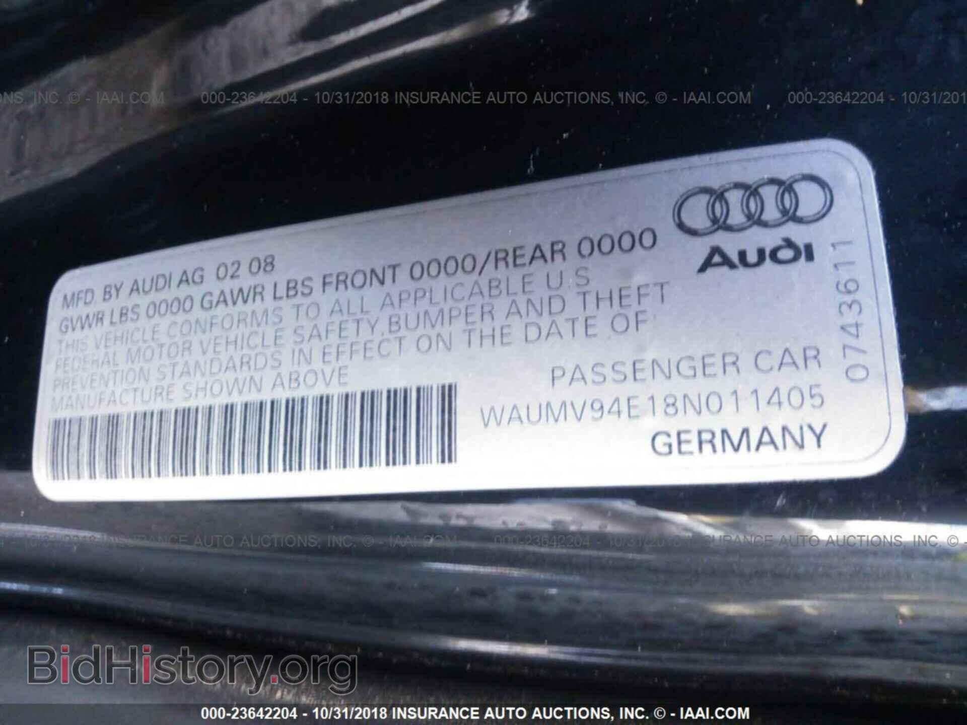2008 AUDI A8 - VIN: WAUMV94E18N011405 - Photo 9