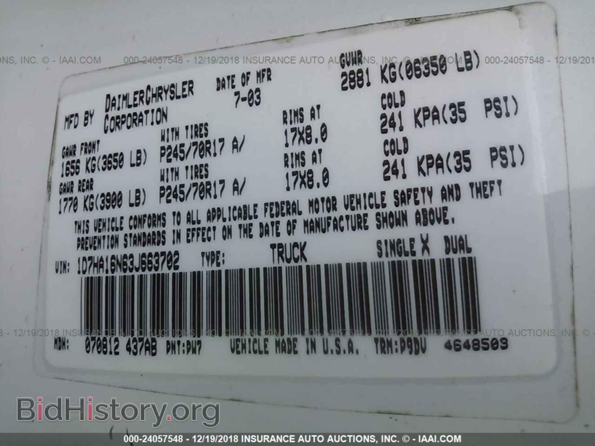 2003 DODGE RAM 1500 - VIN: 1D7HA16N63J663702 - Photo 9