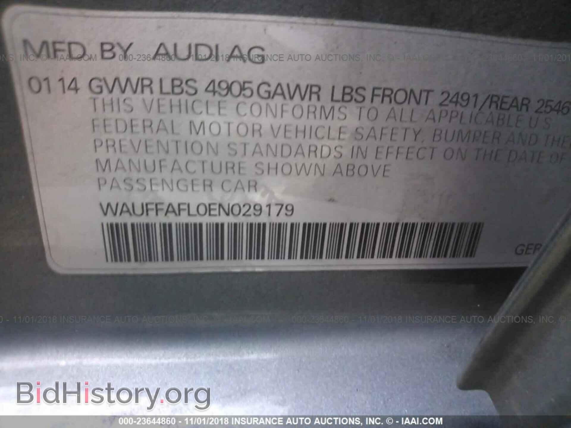 2014 AUDI A4 - VIN: WAUFFAFL0EN029179 - Фото 9