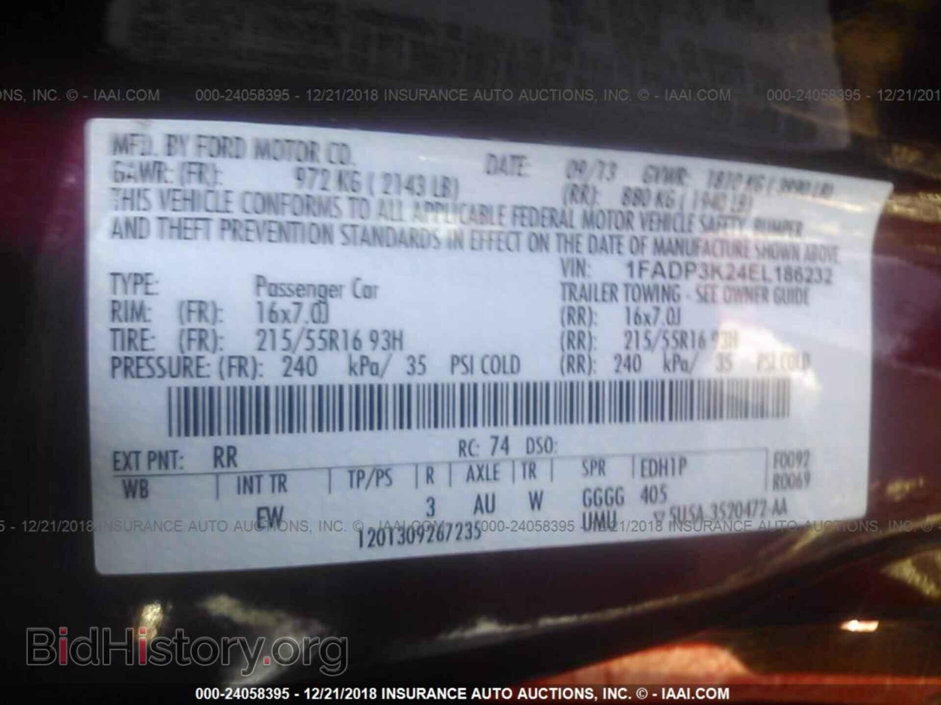 2014 FORD FOCUS - VIN: 1FADP3K24EL186232 - Фото 9