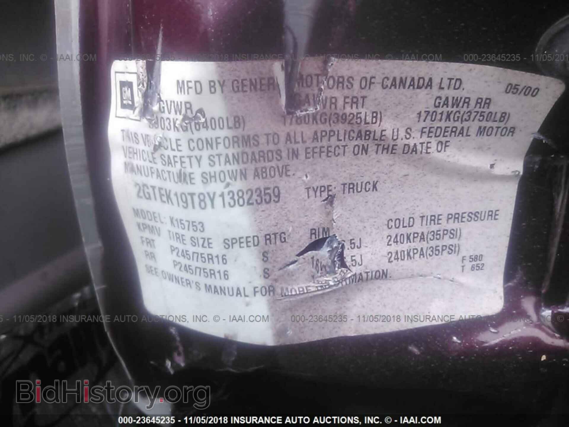 2000 GMC NEW SIERRA - VIN: 2GTEK19T8Y1382359 - Фото 9