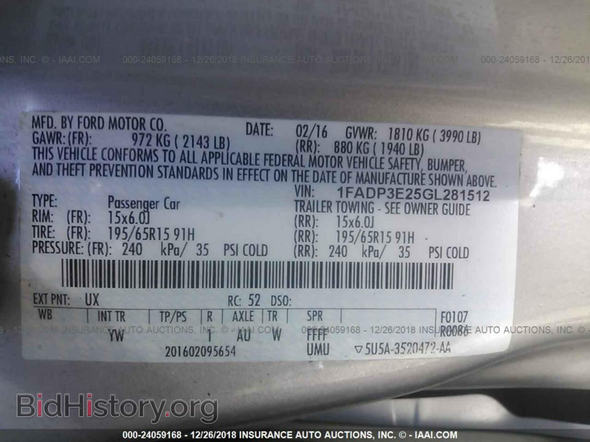 2016 FORD FOCUS - VIN: 1FADP3E25GL281512 - Фото 9
