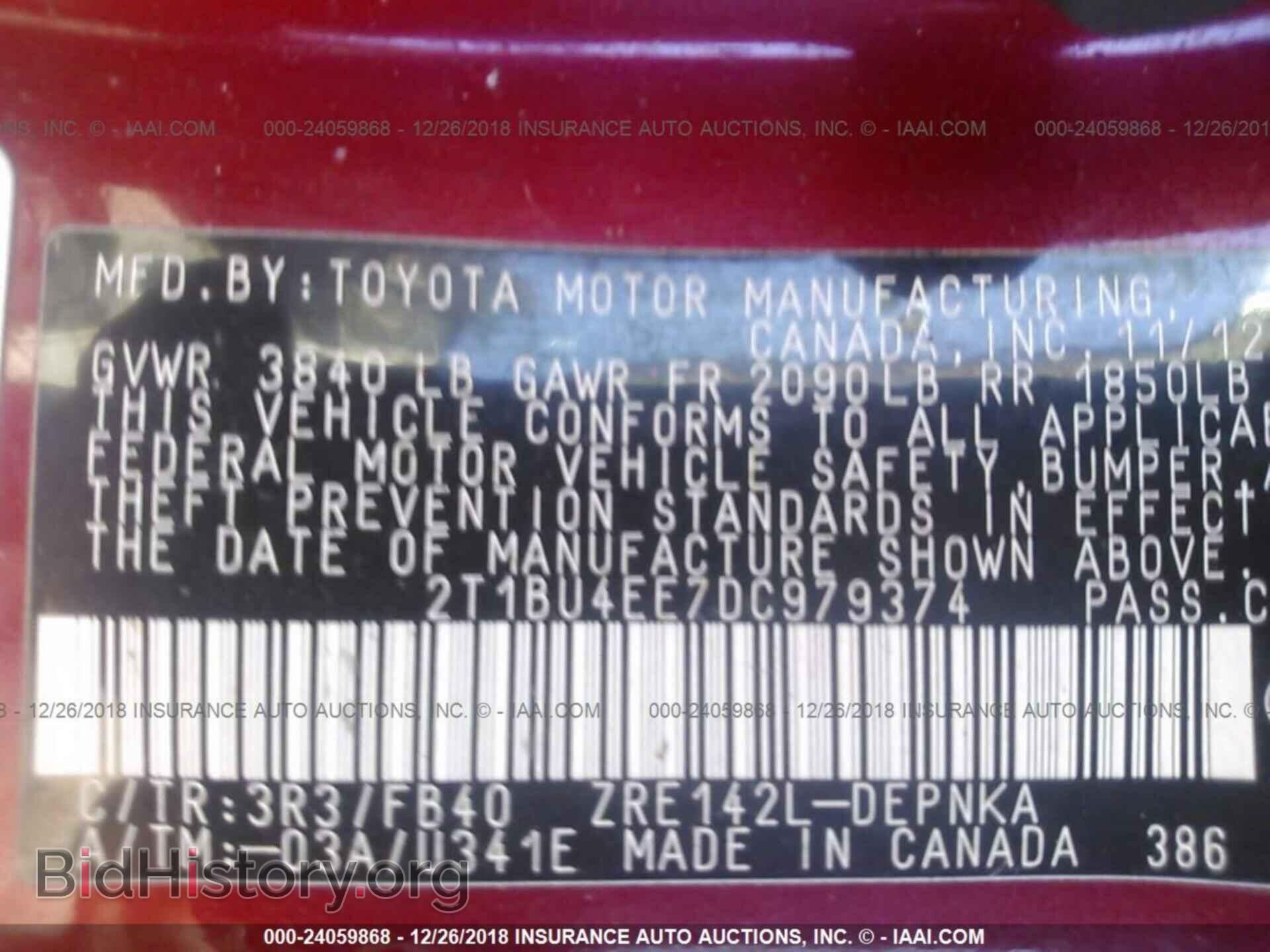2013 TOYOTA COROLLA - VIN: 2T1BU4EE7DC979374 - Фото 9