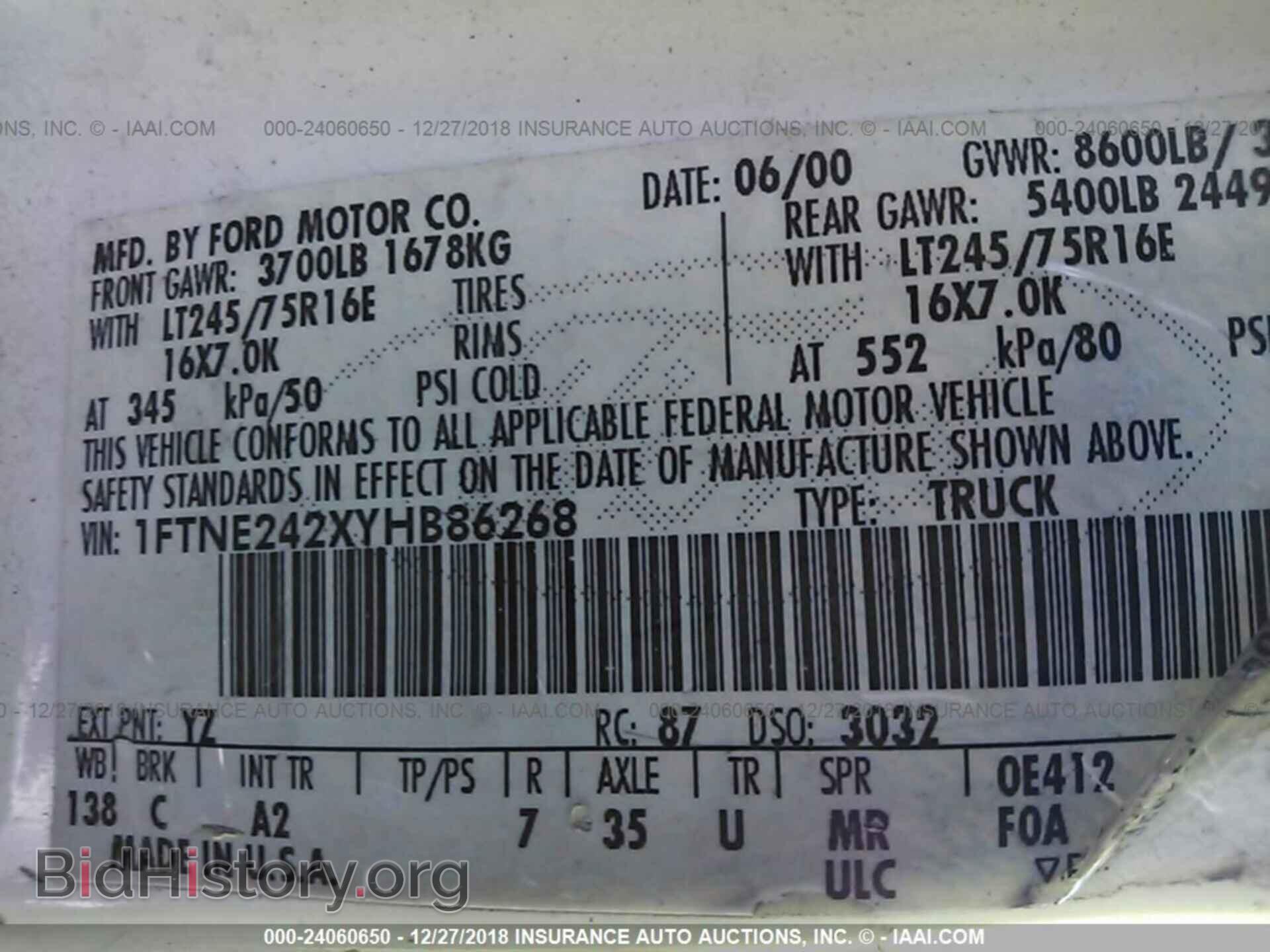 2000 FORD ECONOLINE - VIN: 1FTNE242XYHB86268 - Photo 9