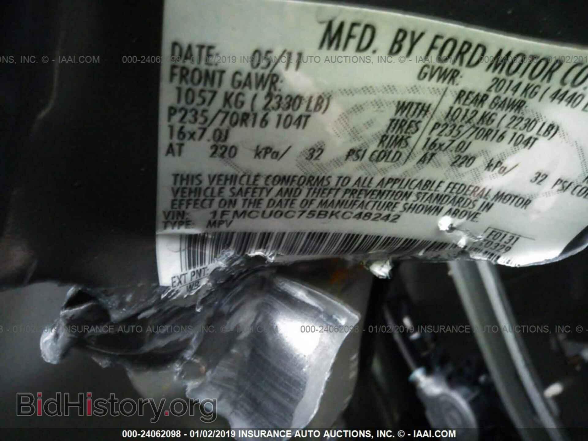 2011 FORD ESCAPE - VIN: 1FMCU0C75BKC48242 - Фото 9