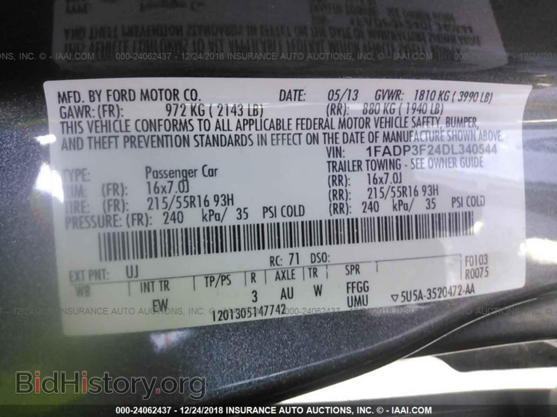2013 FORD FOCUS - VIN: 1FADP3F24DL340544 - Фото 9