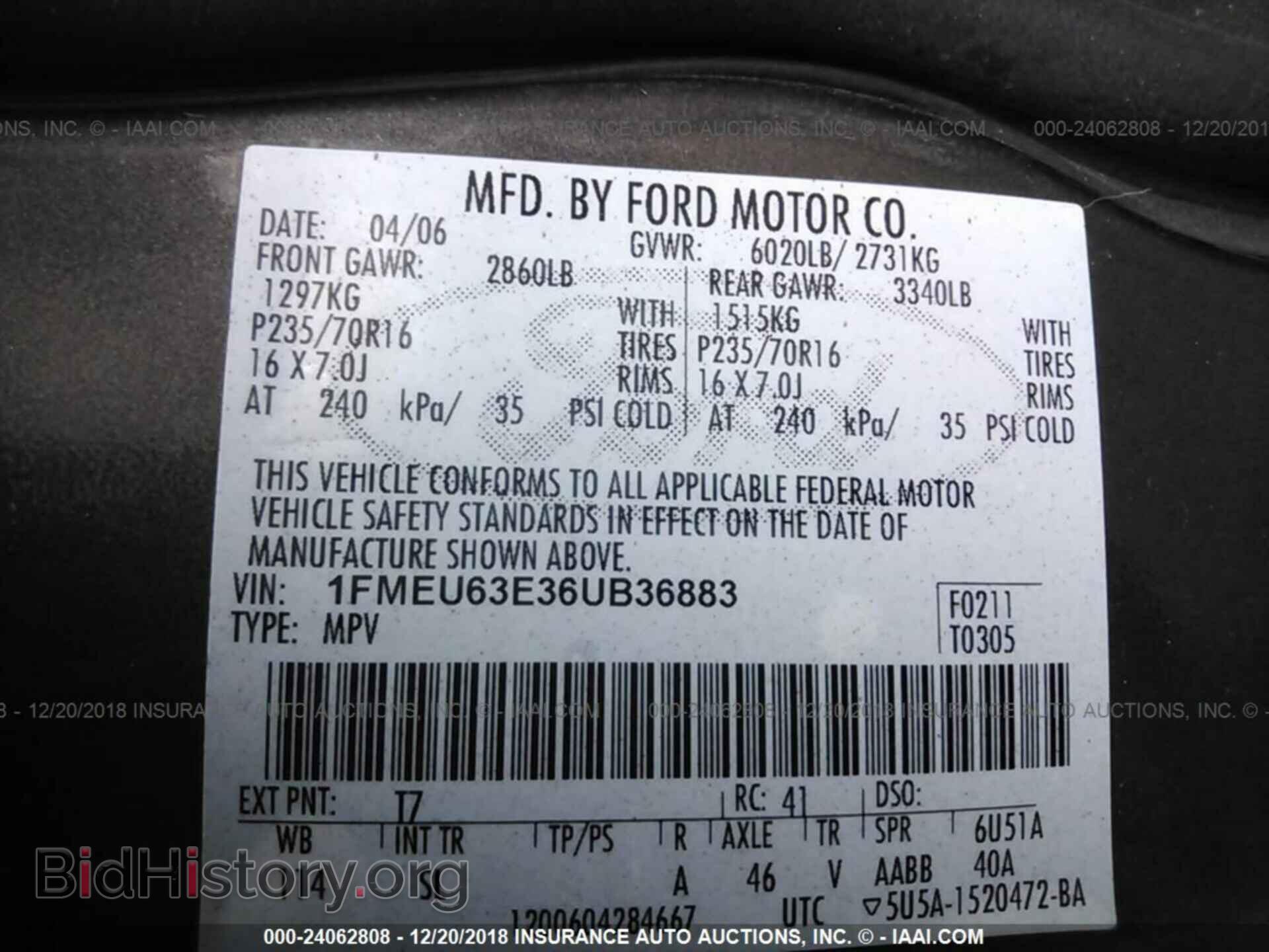 2006 FORD EXPLORER - VIN: 1FMEU63E36UB36883 - Фото 9