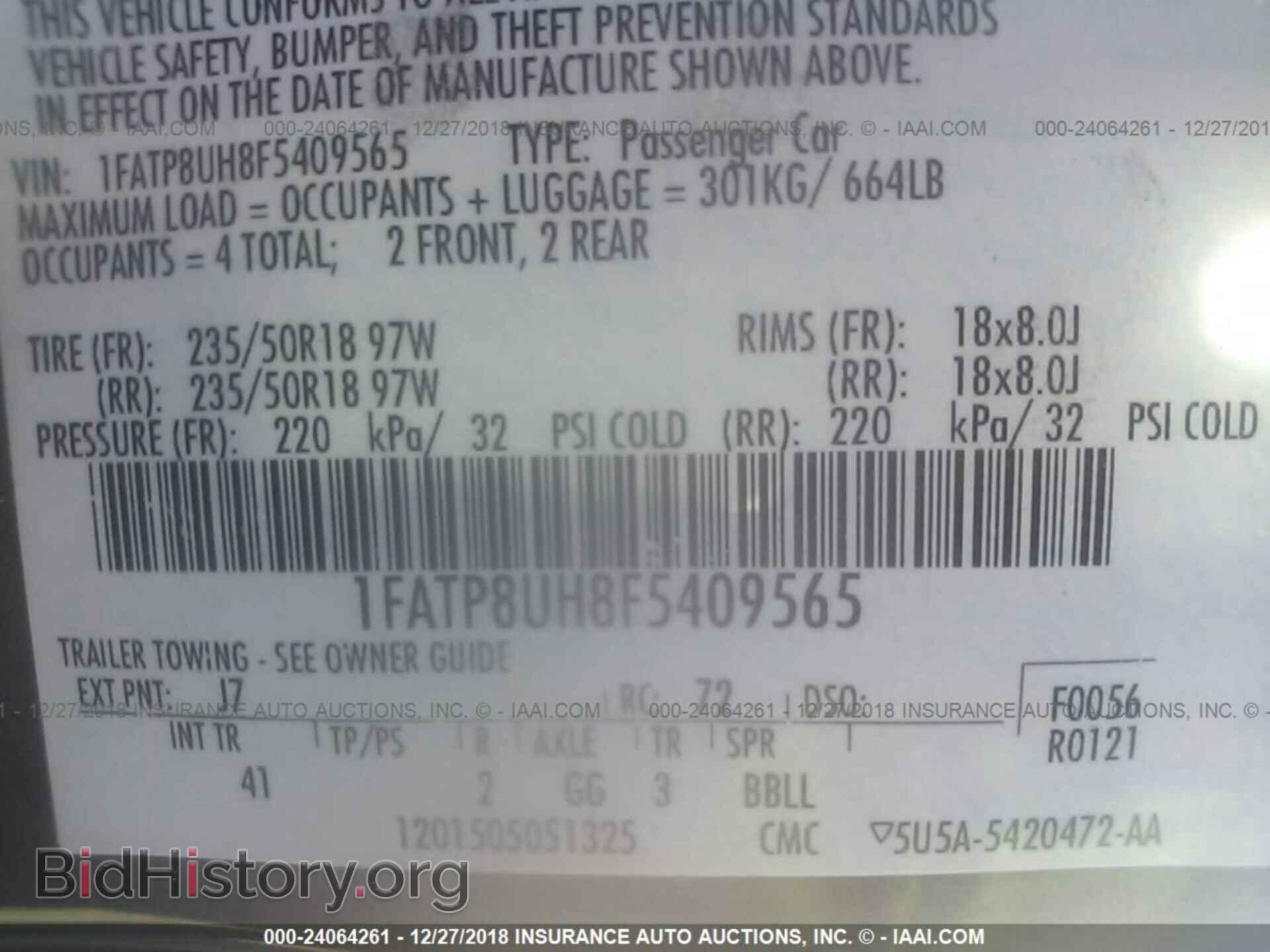 2015 FORD MUSTANG - VIN: 1FATP8UH8F5409565 - Фото 9