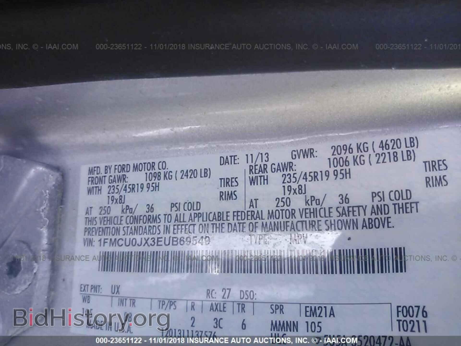 2014 FORD ESCAPE - VIN: 1FMCU0JX3EUB69549 - Фото 9