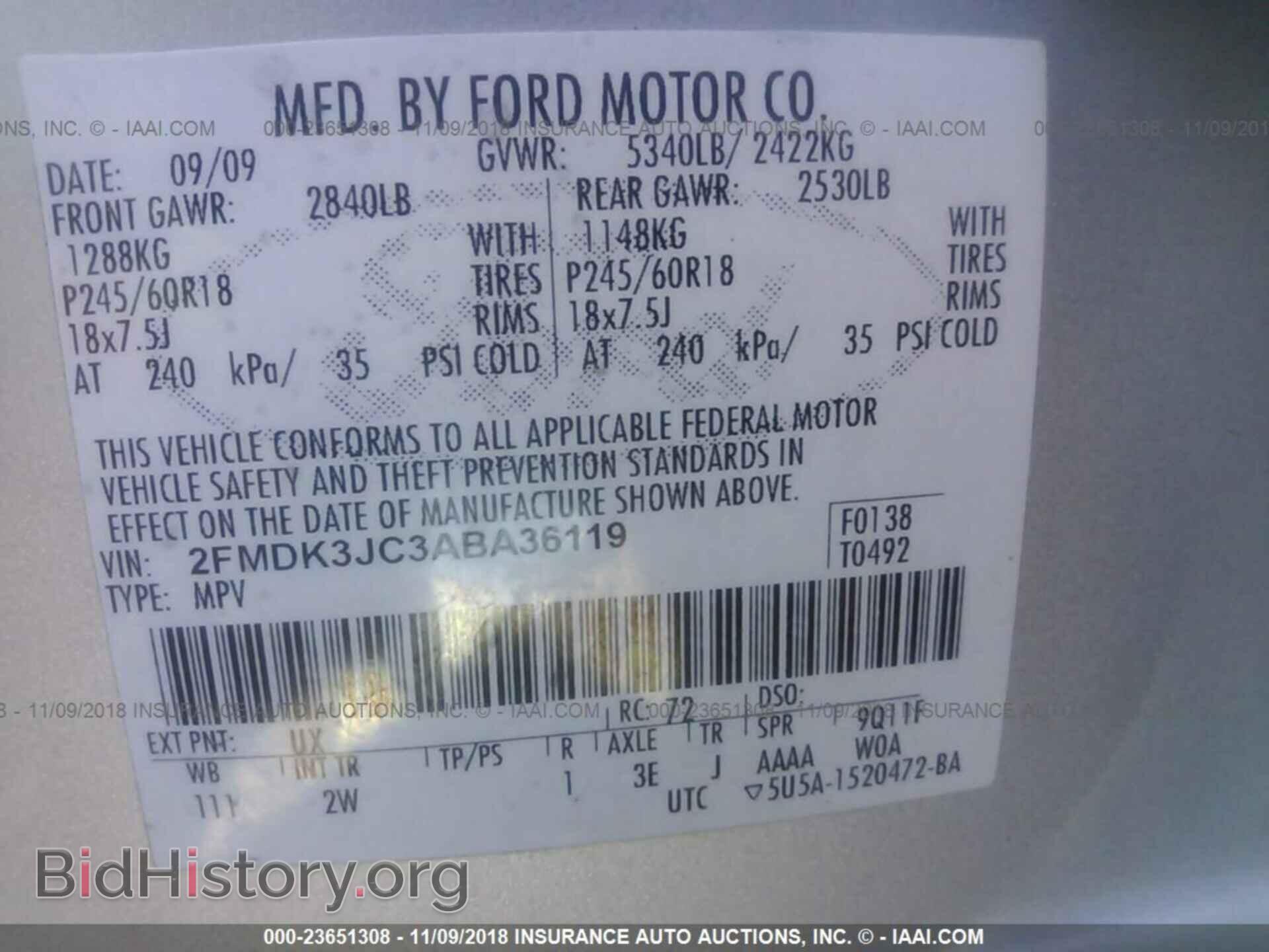 2010 FORD EDGE - VIN: 2FMDK3JC3ABA36119 - Photo 9