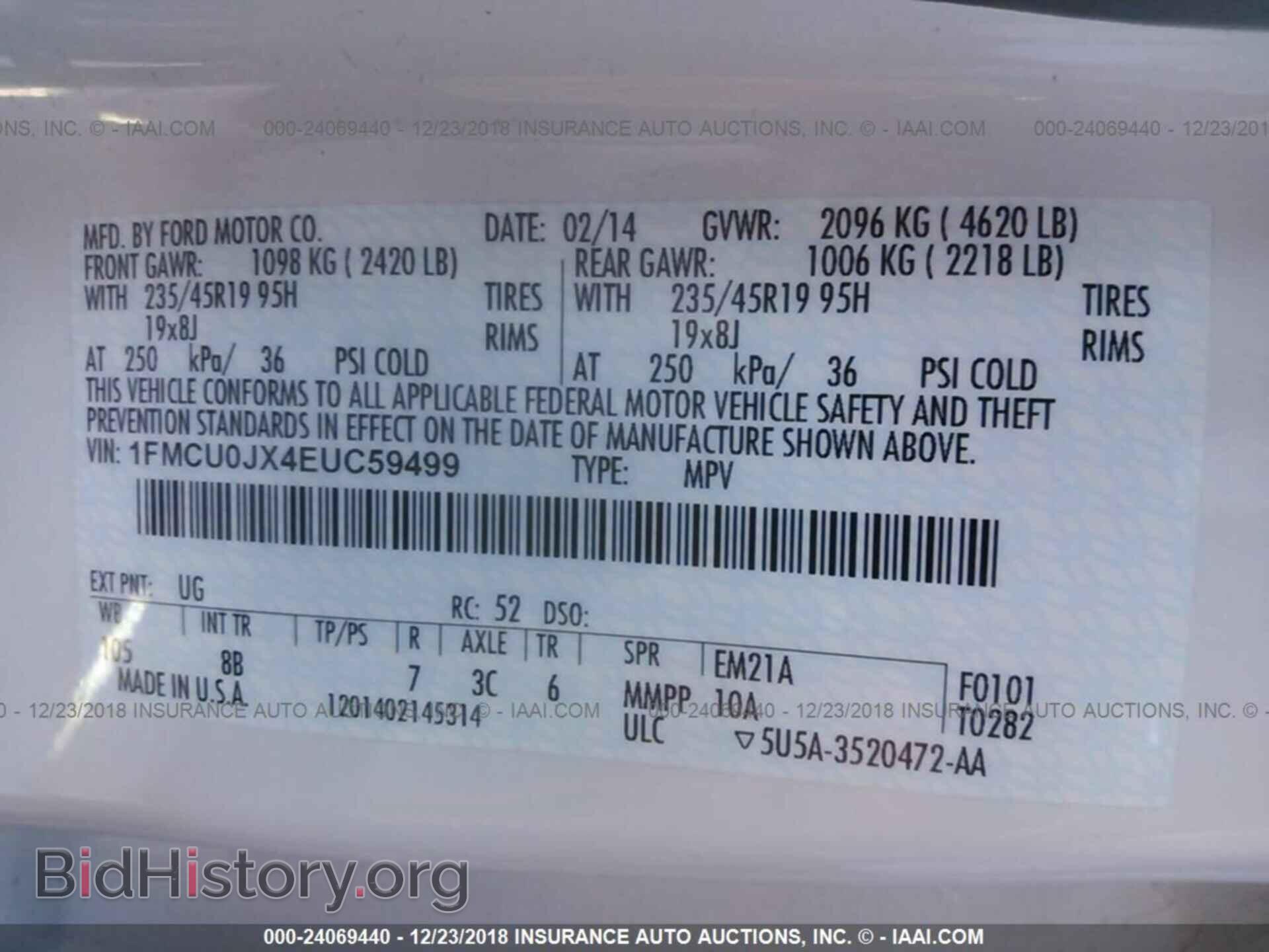 2014 FORD ESCAPE - VIN: 1FMCU0JX4EUC59499 - Photo 9
